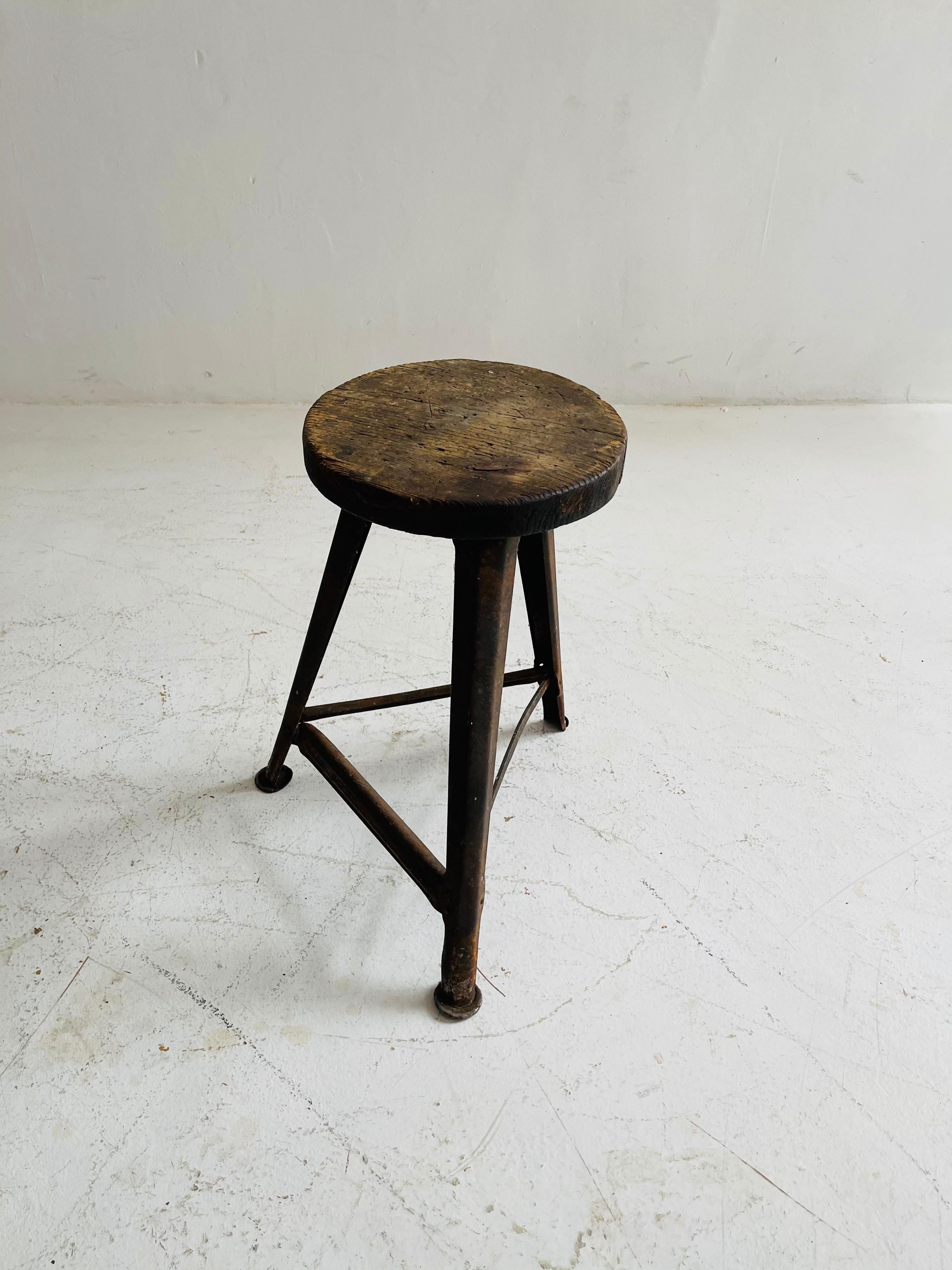 Patinated Industrial Factory Stools Group of Six, Austria, 1930s For Sale 2