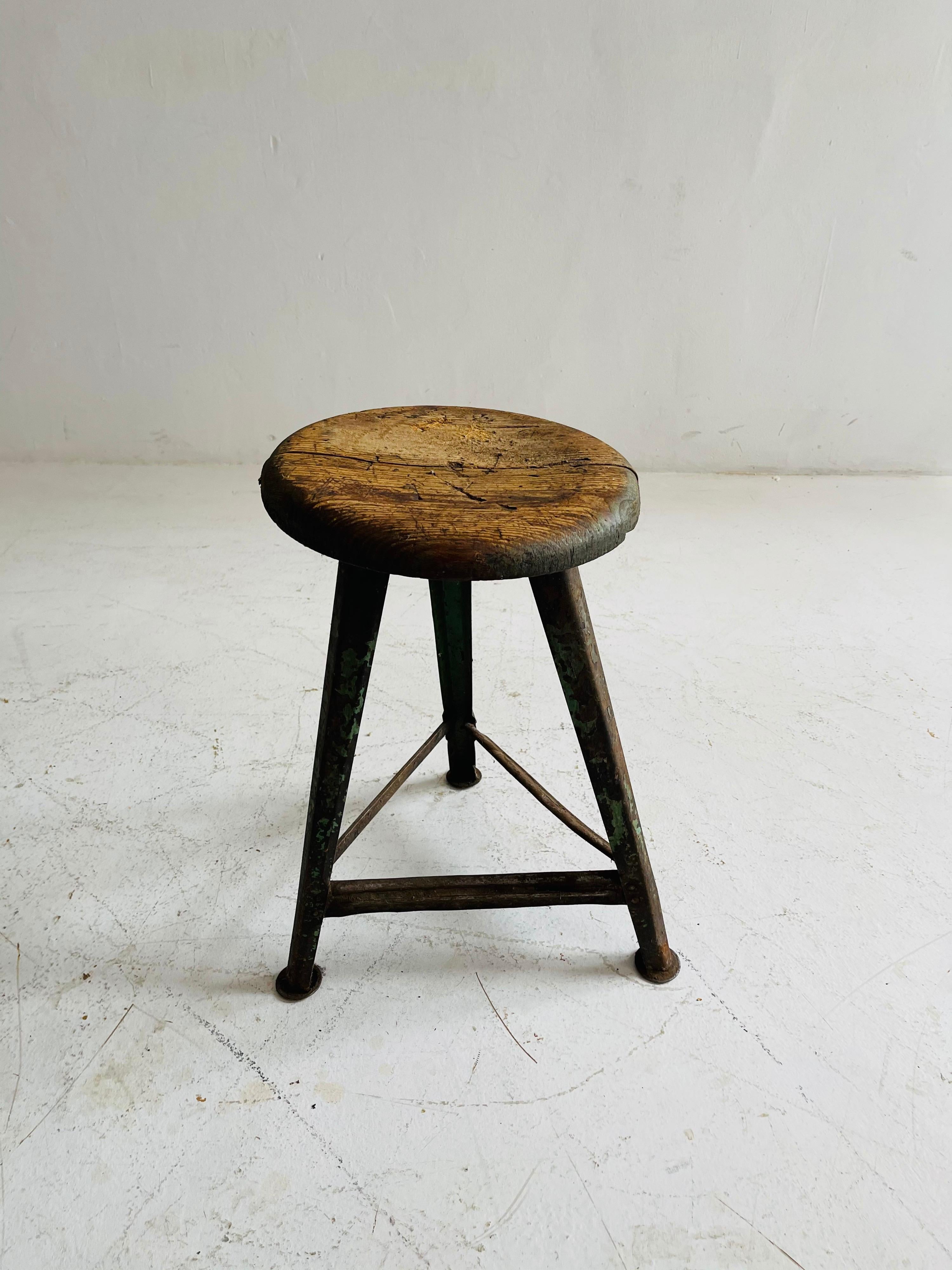 Patinated Industrial Factory Stools Group of Six, Austria, 1930s For Sale 3