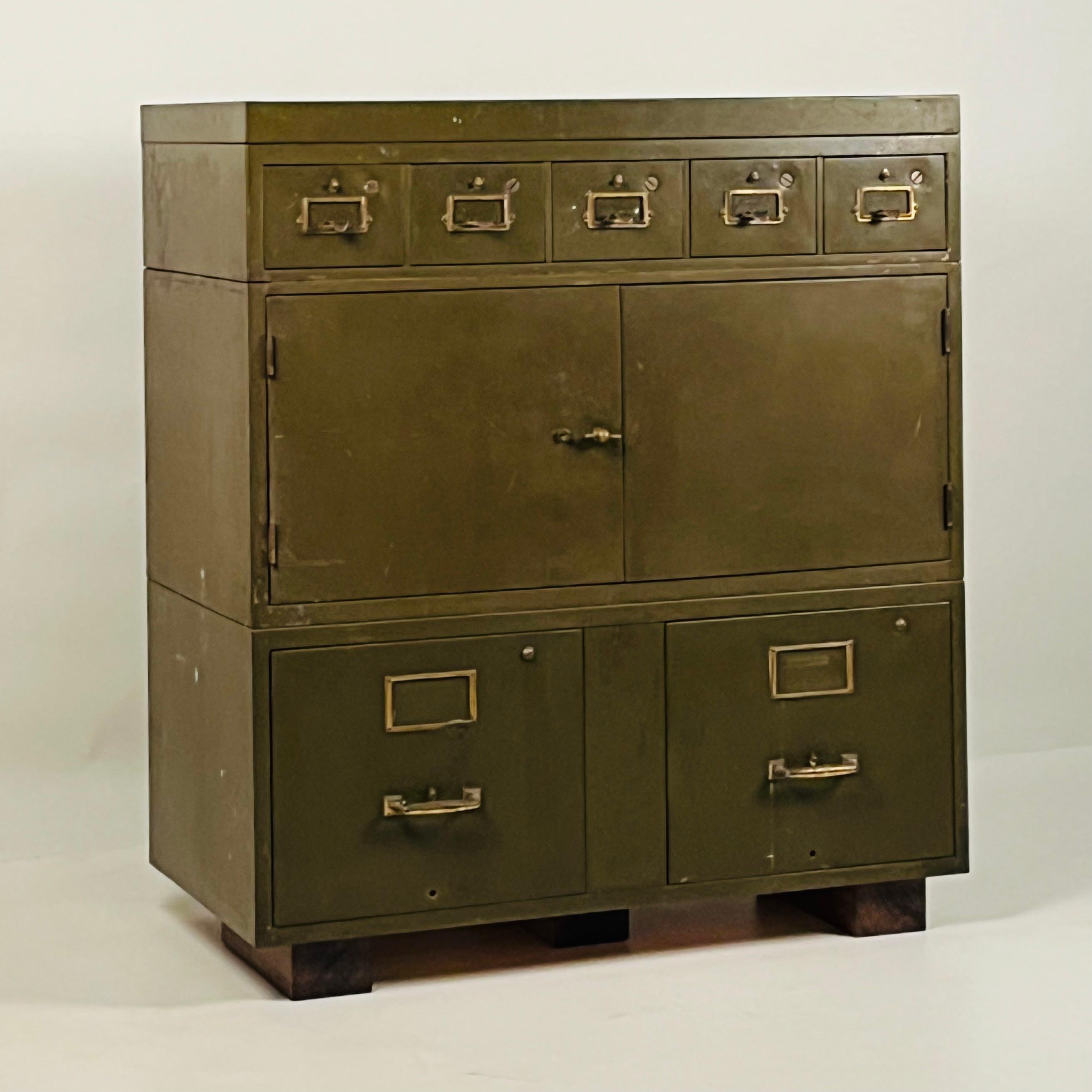 American Patinated Industrial Metal Cabinet