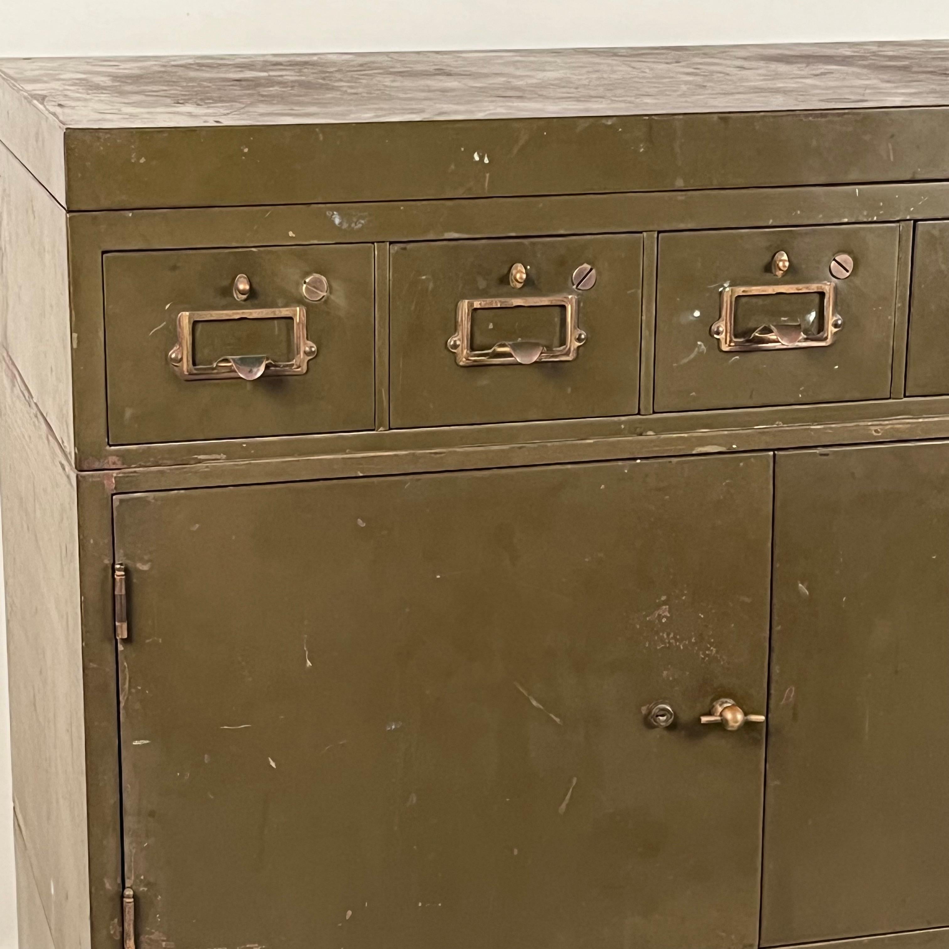 Painted Patinated Industrial Metal Cabinet