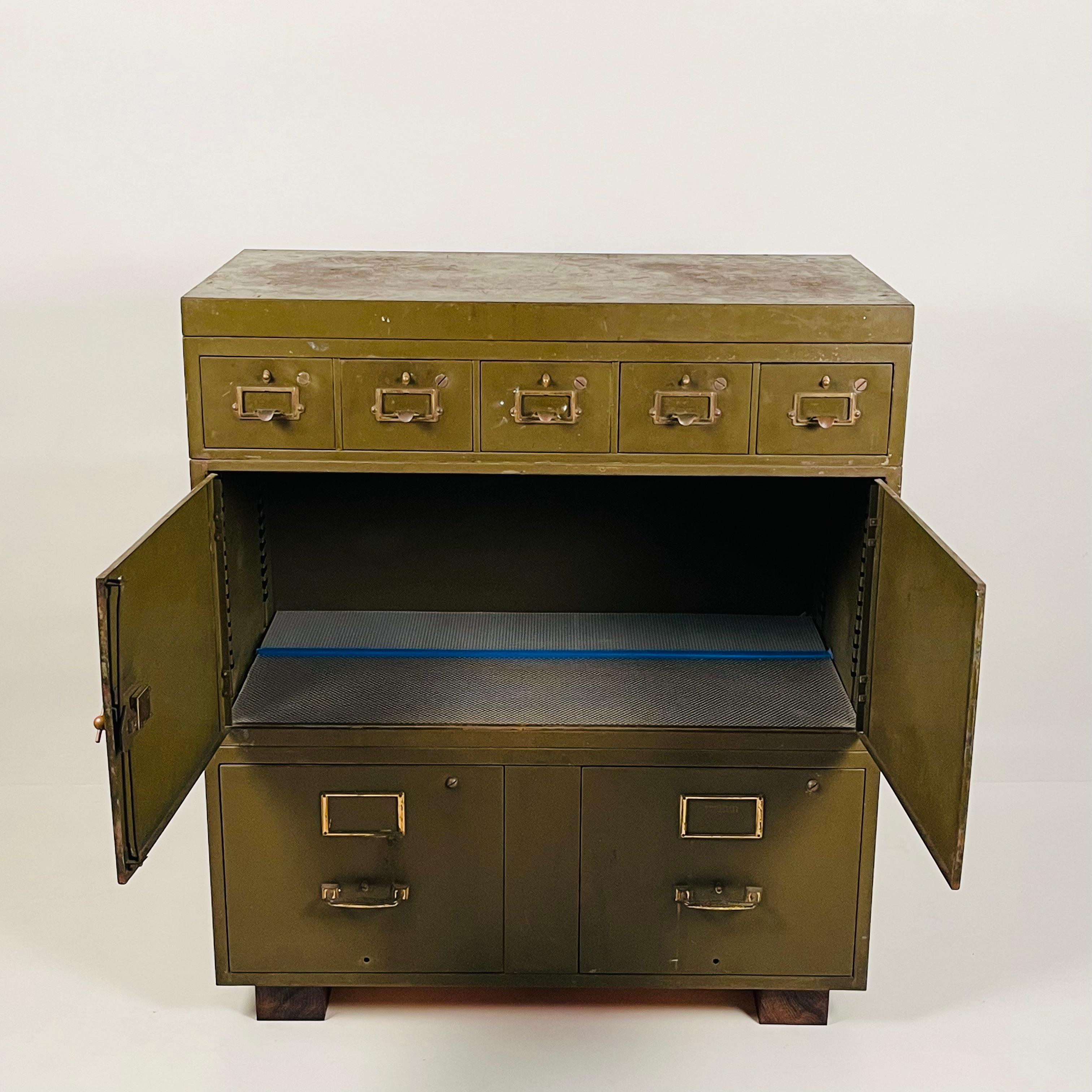 Patinated Industrial Metal Cabinet In Good Condition In Los Angeles, CA