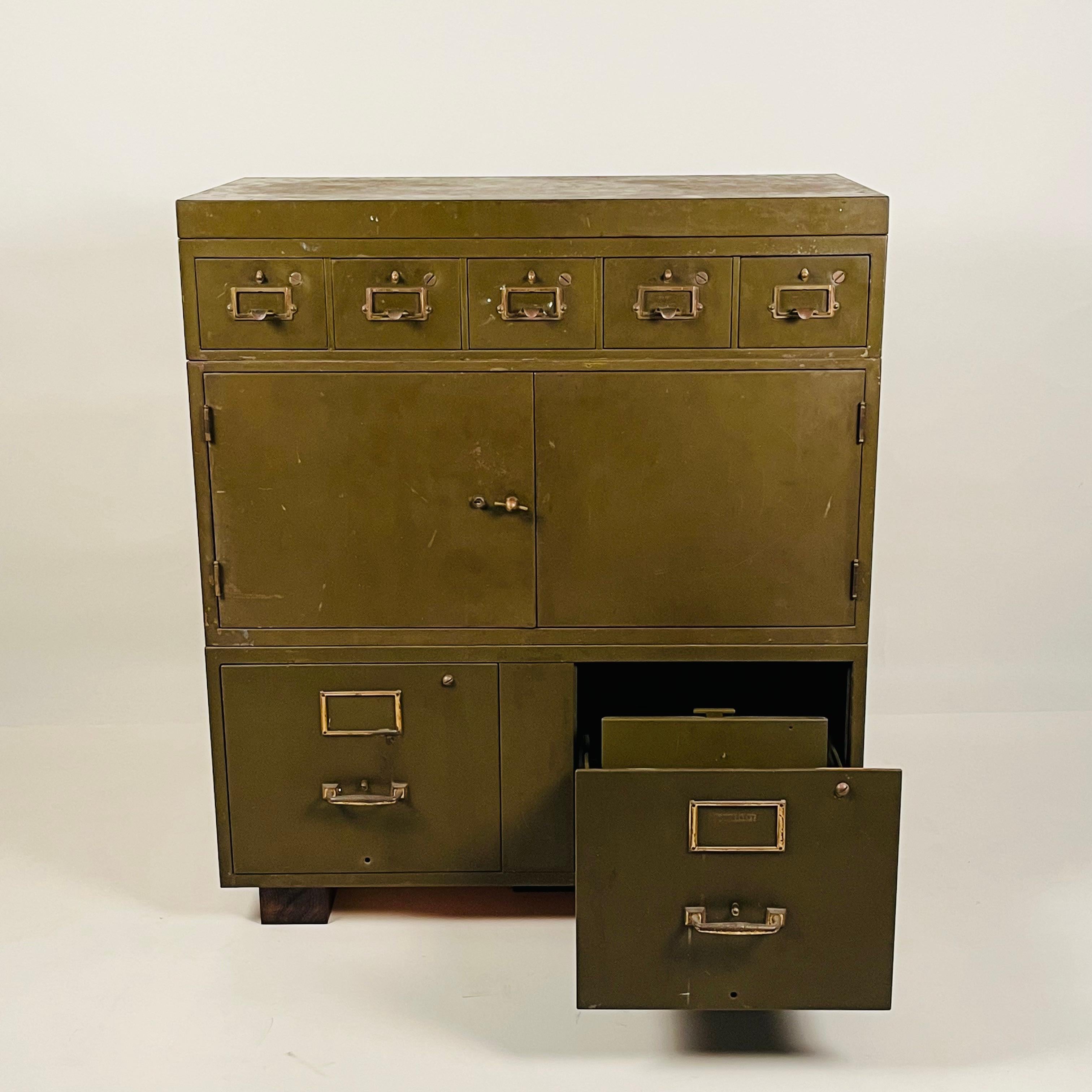 Mid-20th Century Patinated Industrial Metal Cabinet