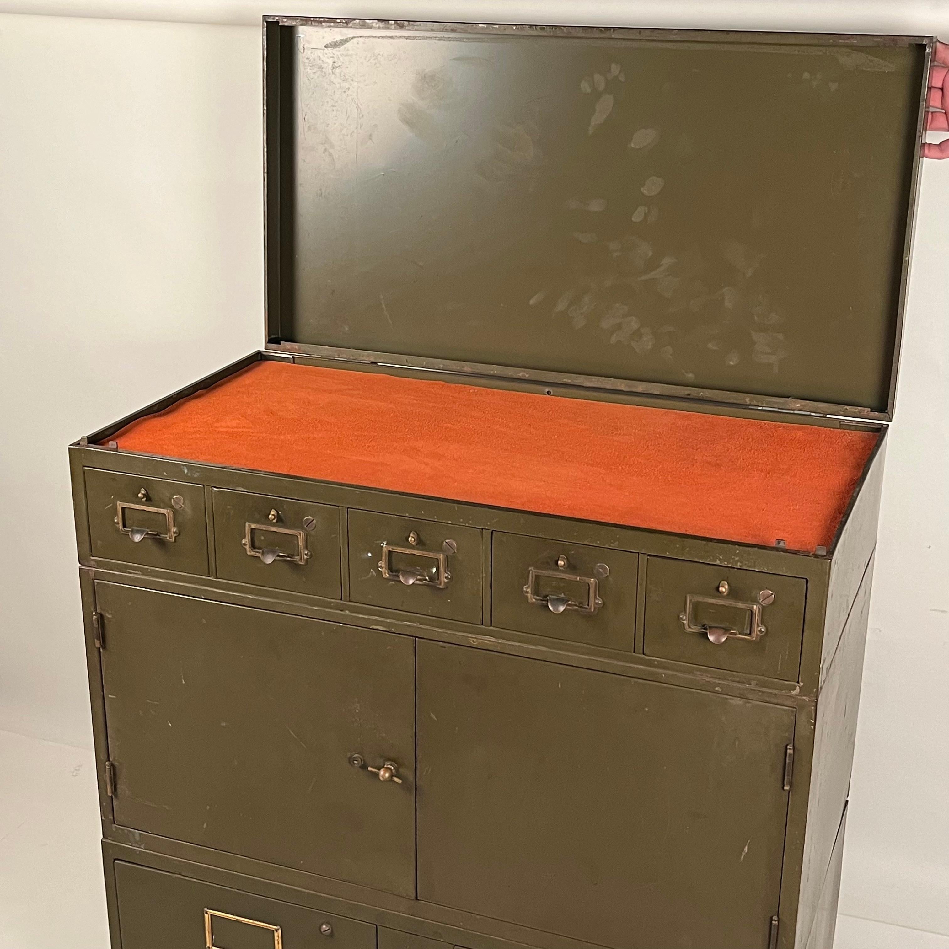 Brass Patinated Industrial Metal Cabinet