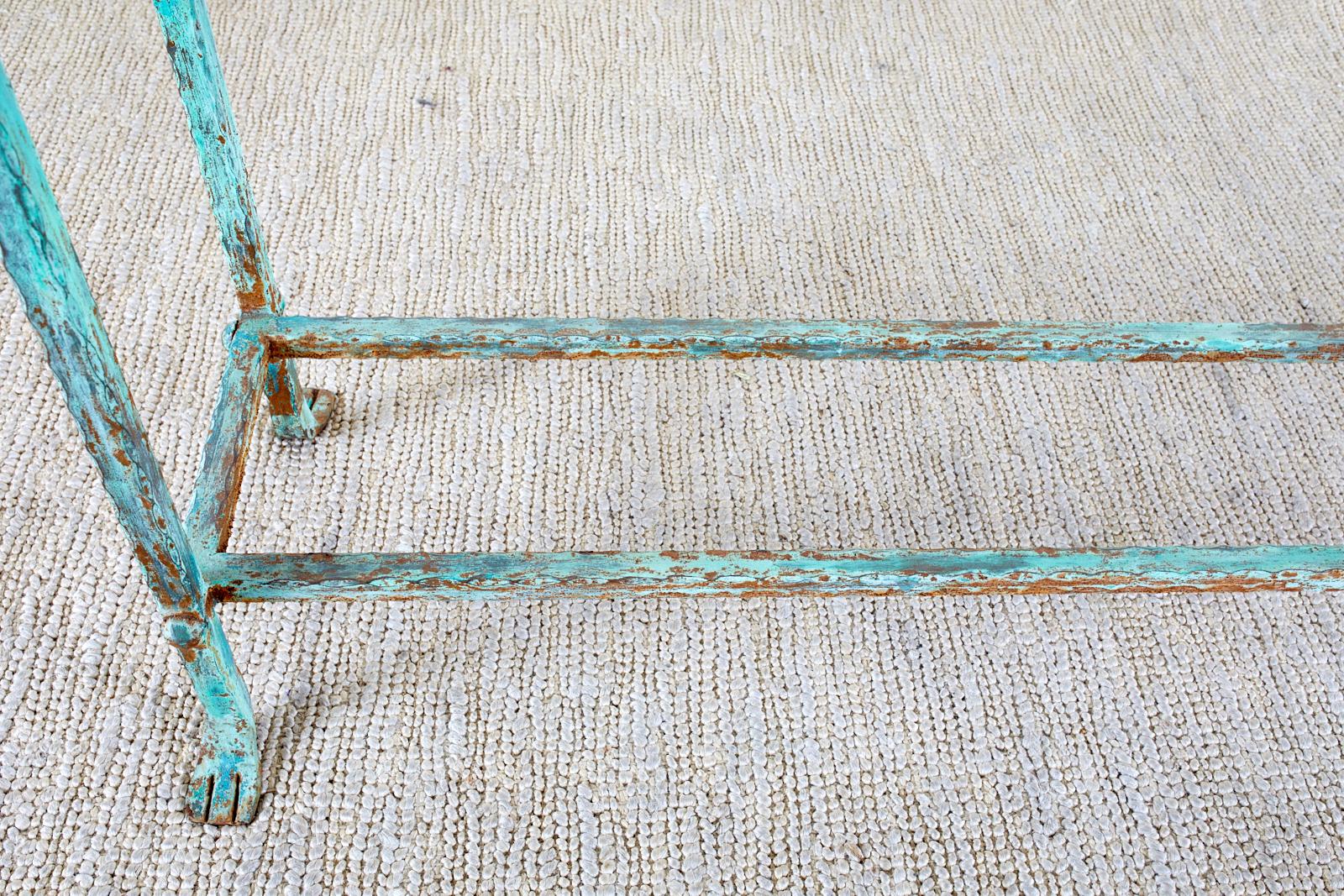 Patinated Iron and Stone Garden Console Table 9