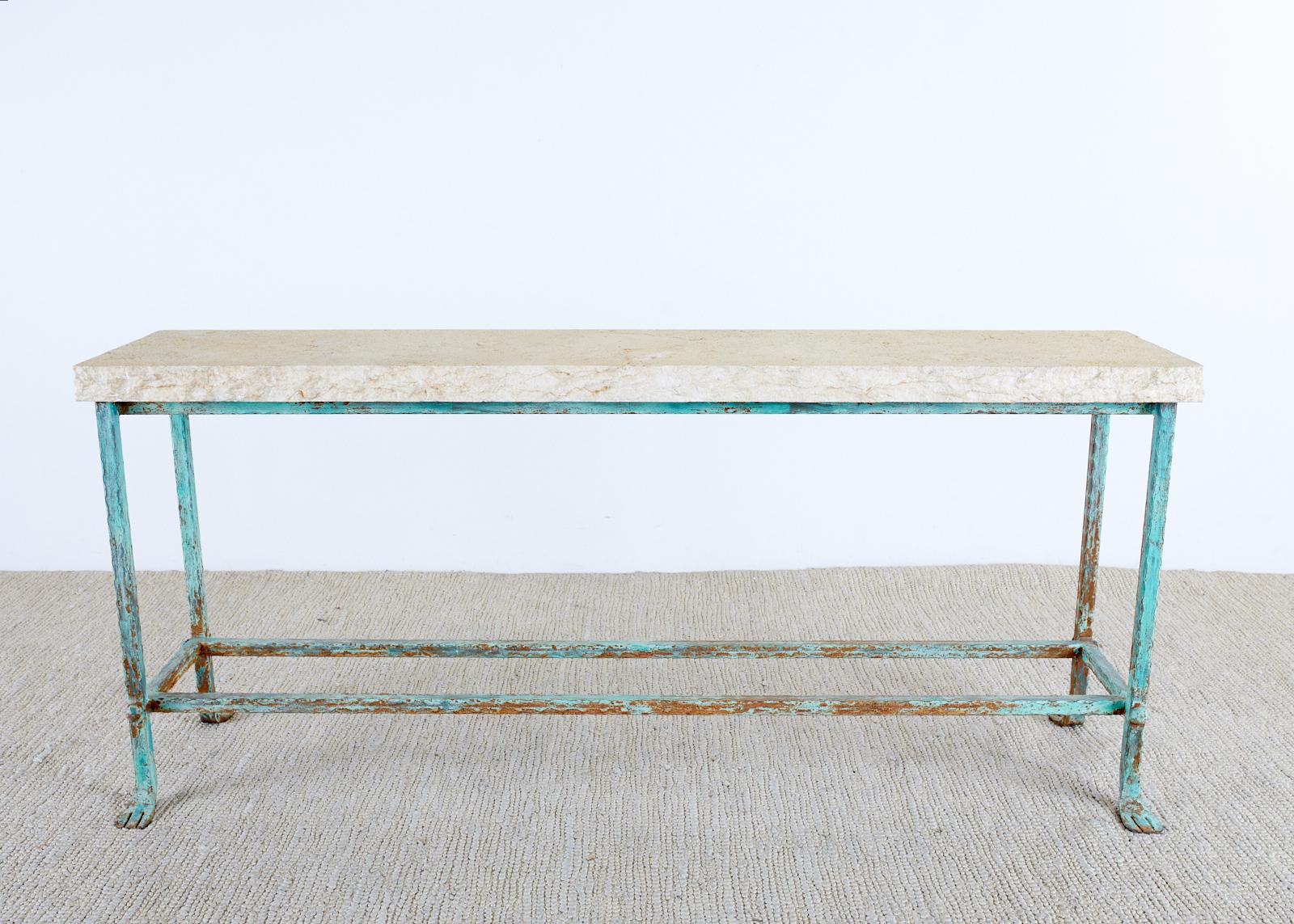 iron and stone console table