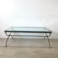 Patinated Iron Coffee Table with Beveled Glass Top, Late 20th Century
