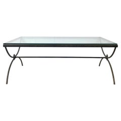Patinated Iron Coffee Table with Beveled Glass Top, Late 20th Century