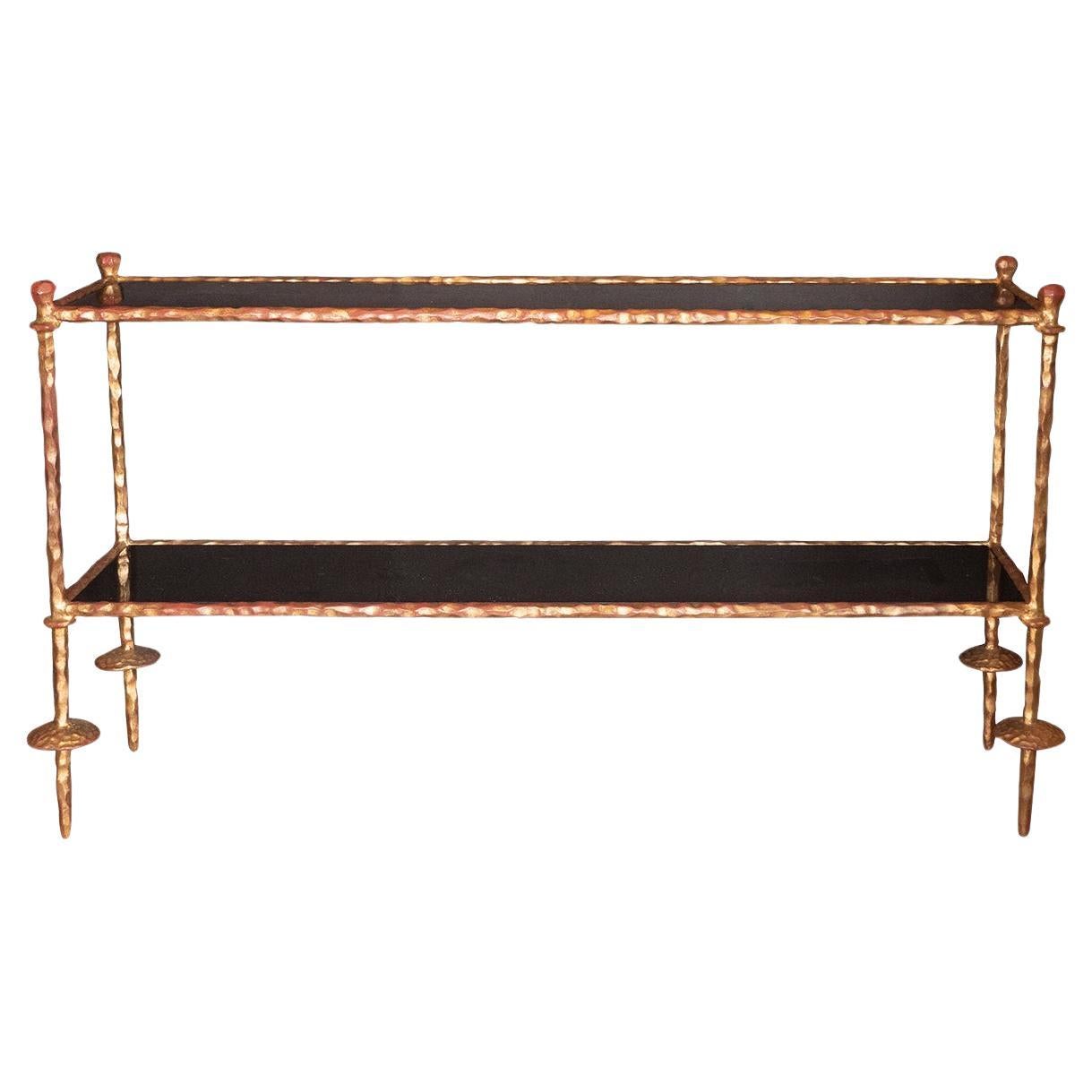Patinated iron console  For Sale
