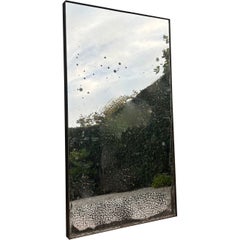 Patinated Iron Framed Floor or Wall Mirror with Patinated Mirror