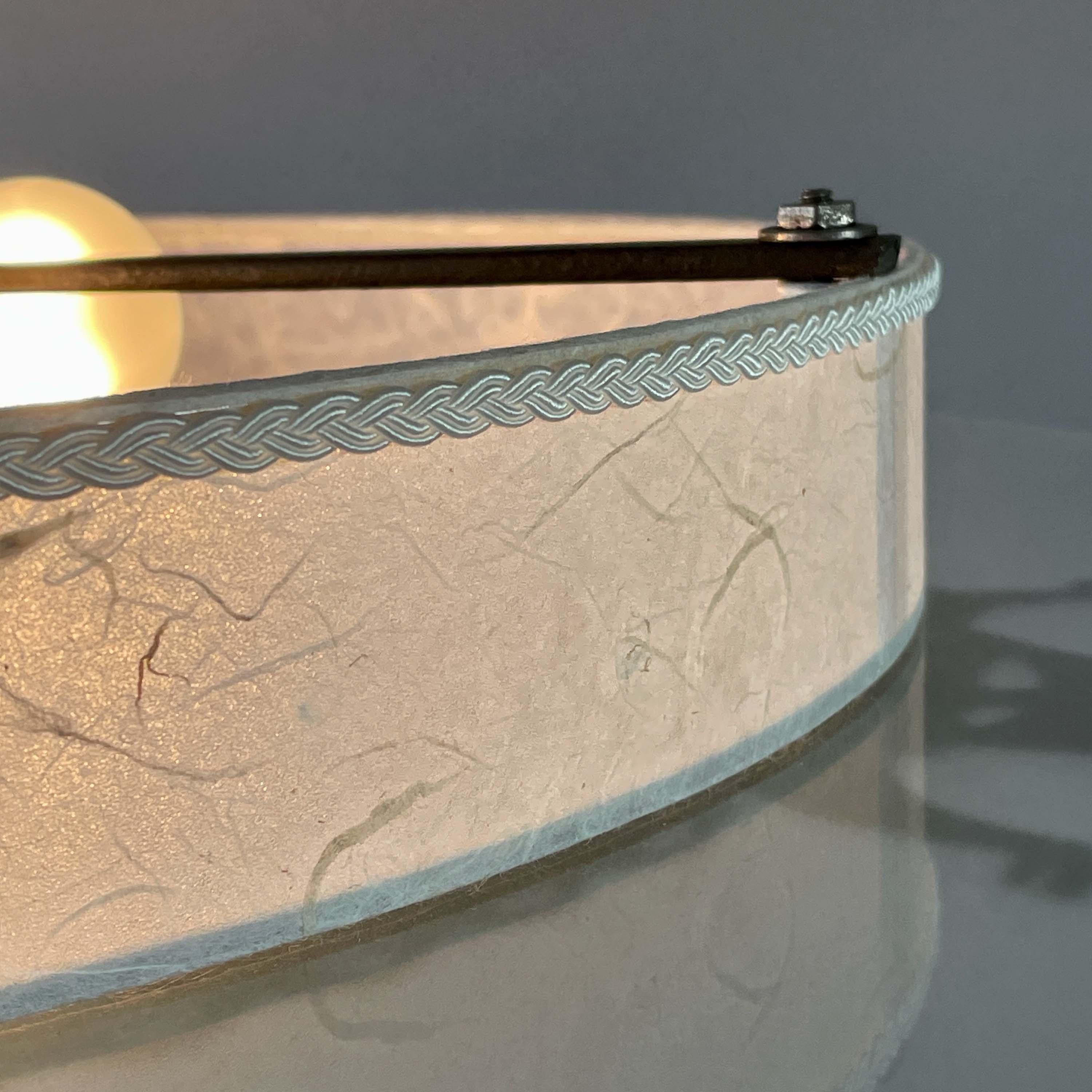 Patinated Iron, Glass & Parchment Ceiling Light by Bjerkås Armatur, Sweden 1940s For Sale 11