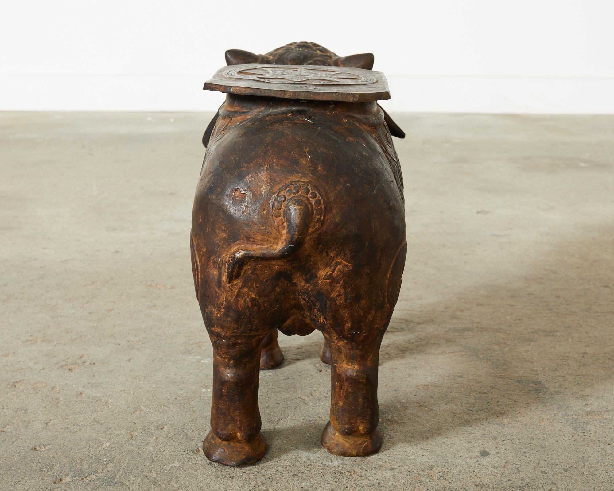 Patinated Iron Hindu Nandi Cow Bull Drinks Table 5