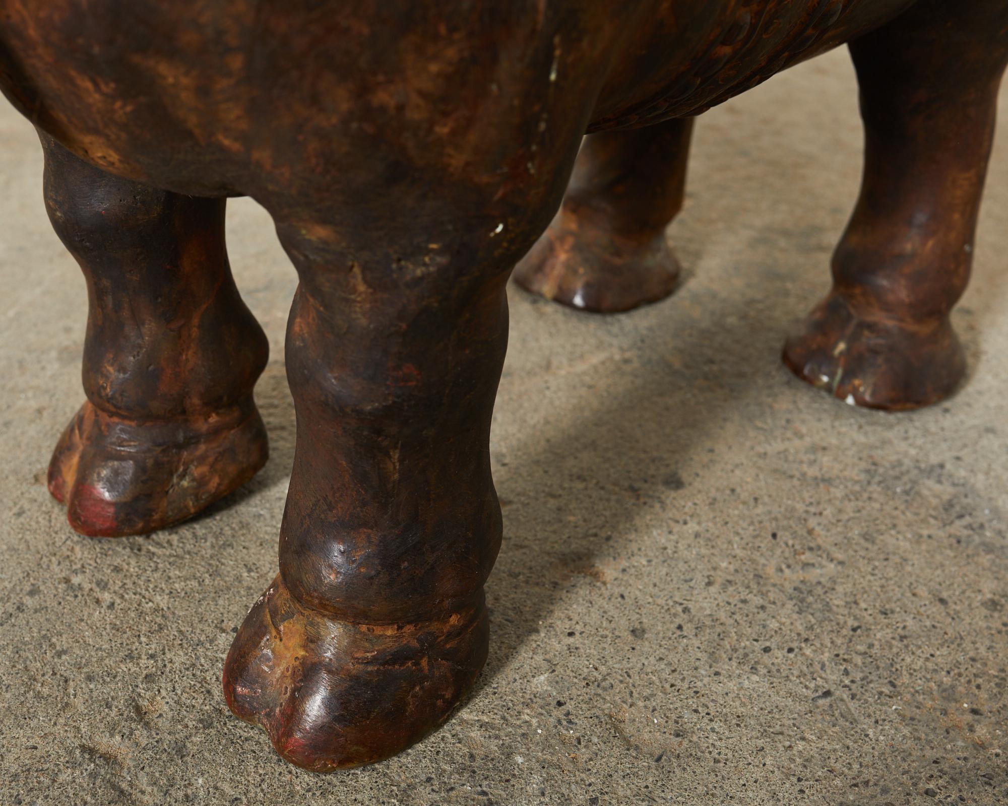 Patinated Iron Hindu Nandi Cow Bull Drinks Table 9