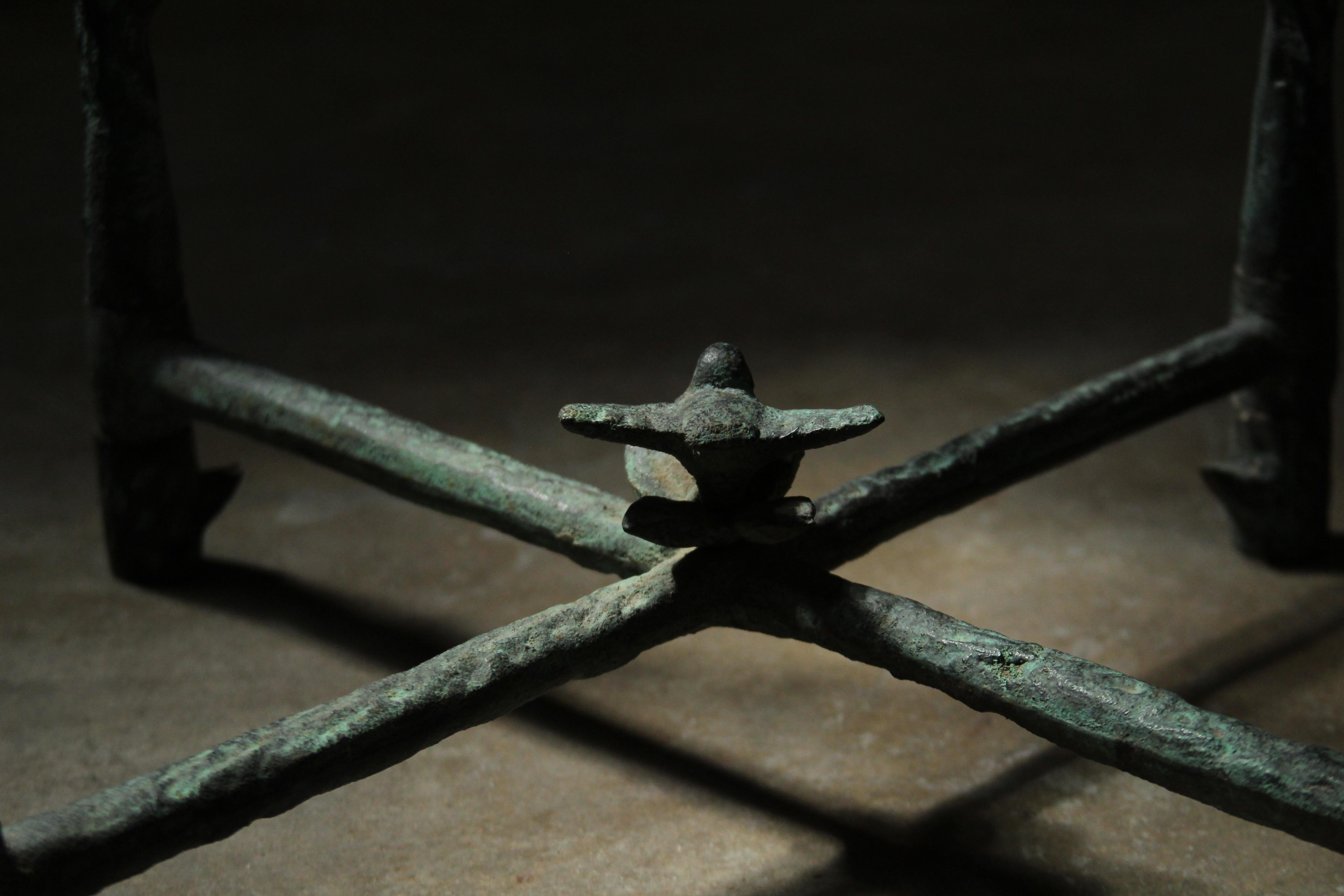 Patinated Iron Side Table After Diego Giacometti, 1980s 4
