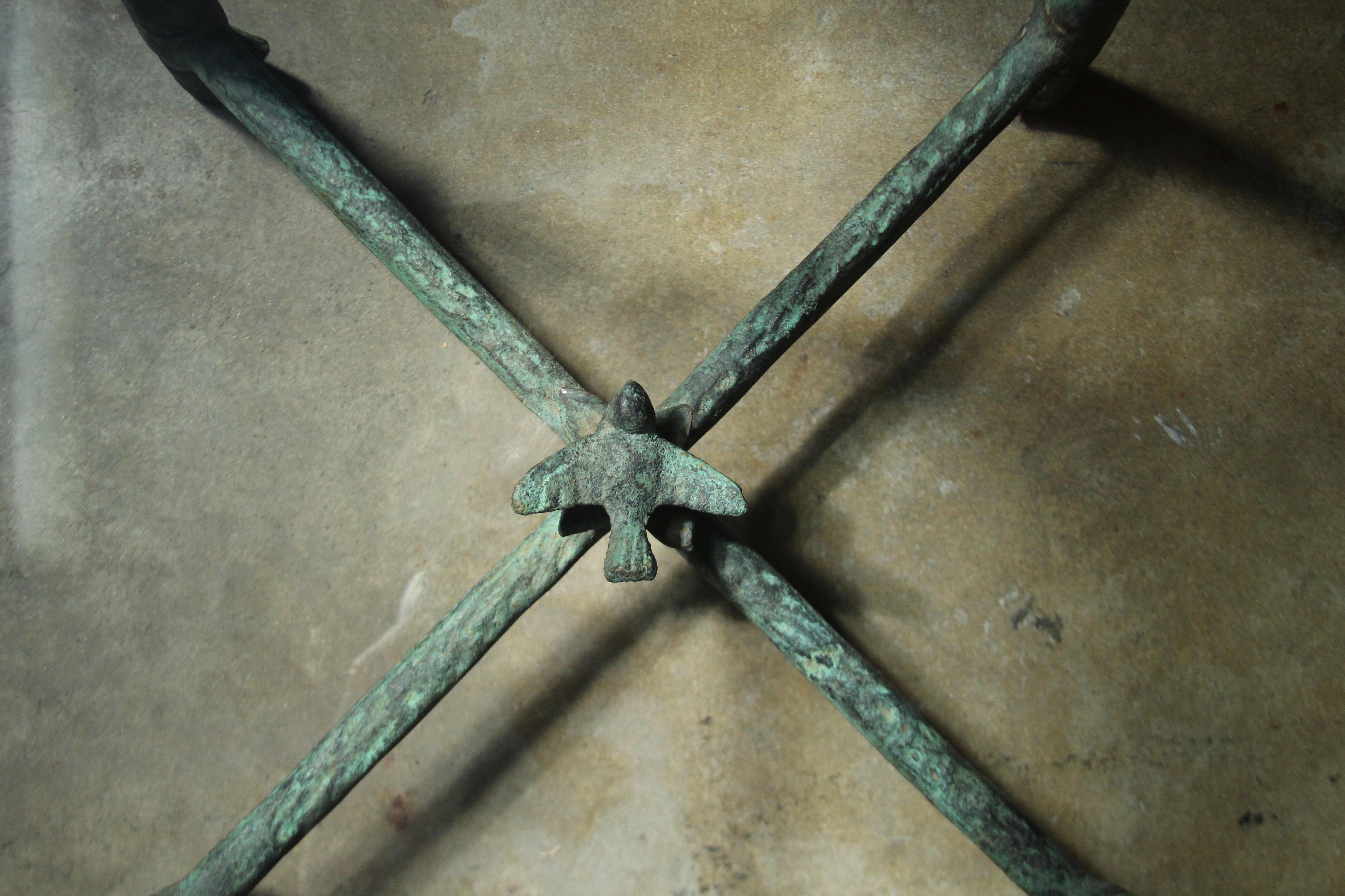 Patinated Iron Side Table After Diego Giacometti, 1980s 5