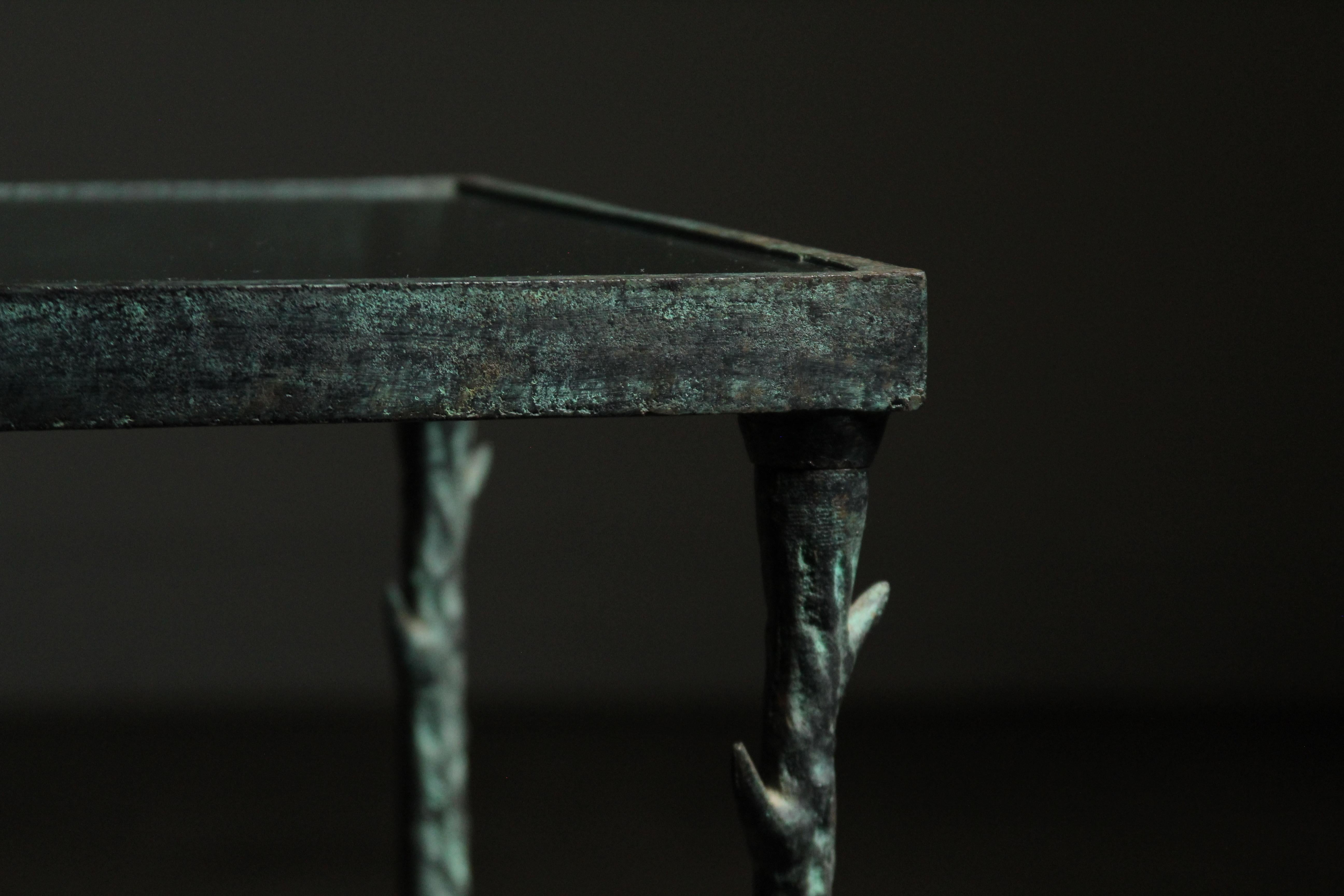 Patinated Iron Side Table After Diego Giacometti, 1980s 8