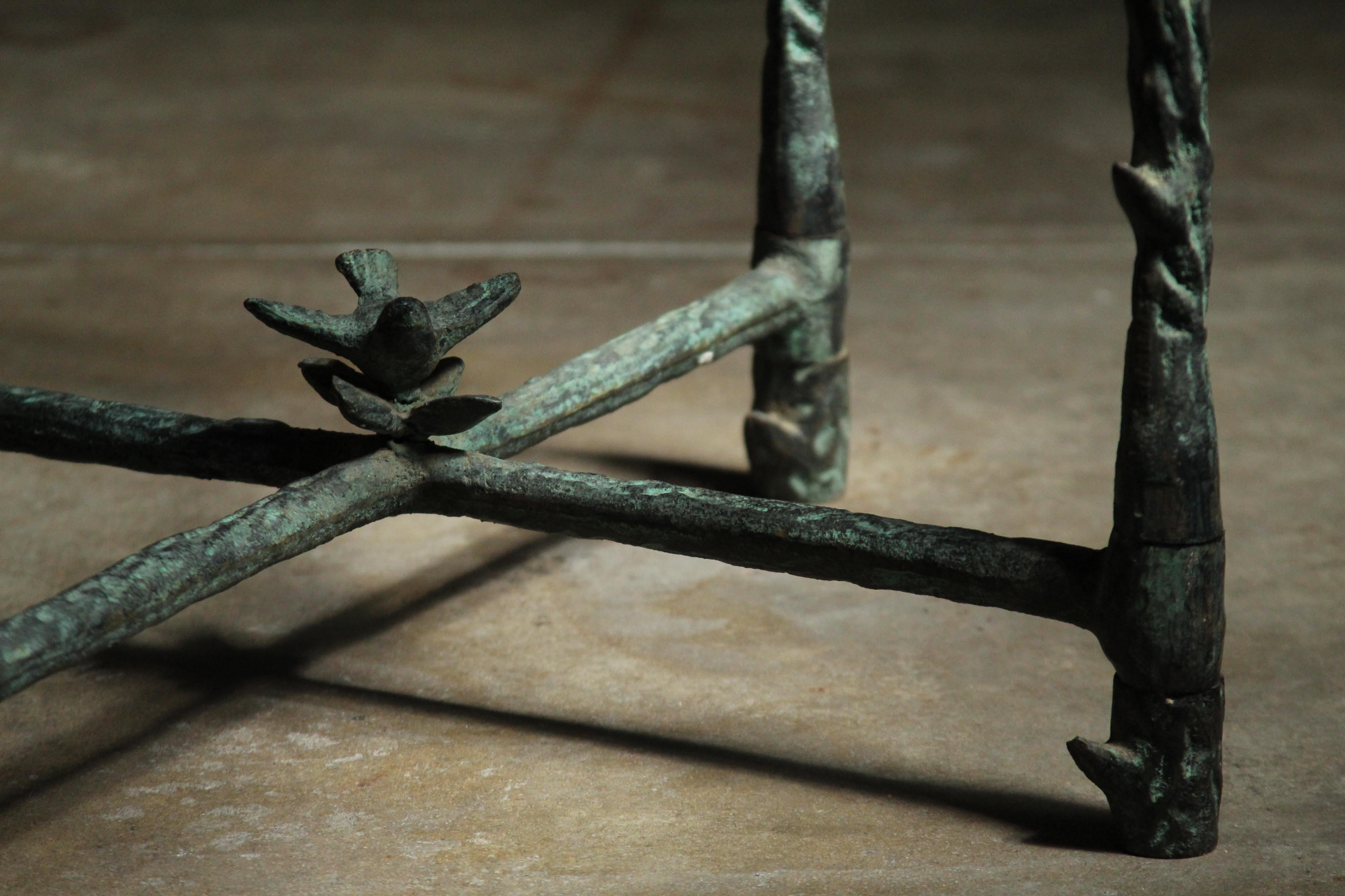Patinated Iron Side Table After Diego Giacometti, 1980s 9
