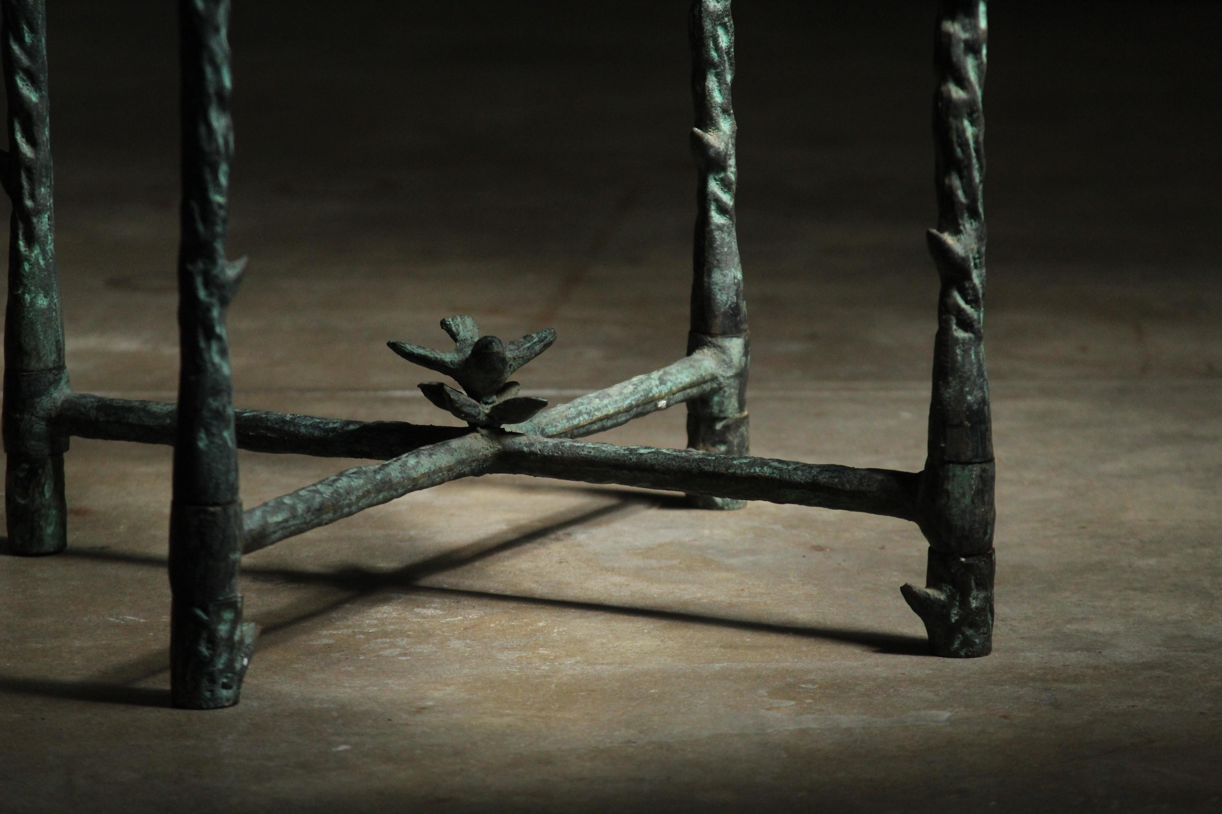 Patinated Iron Side Table After Diego Giacometti, 1980s 11