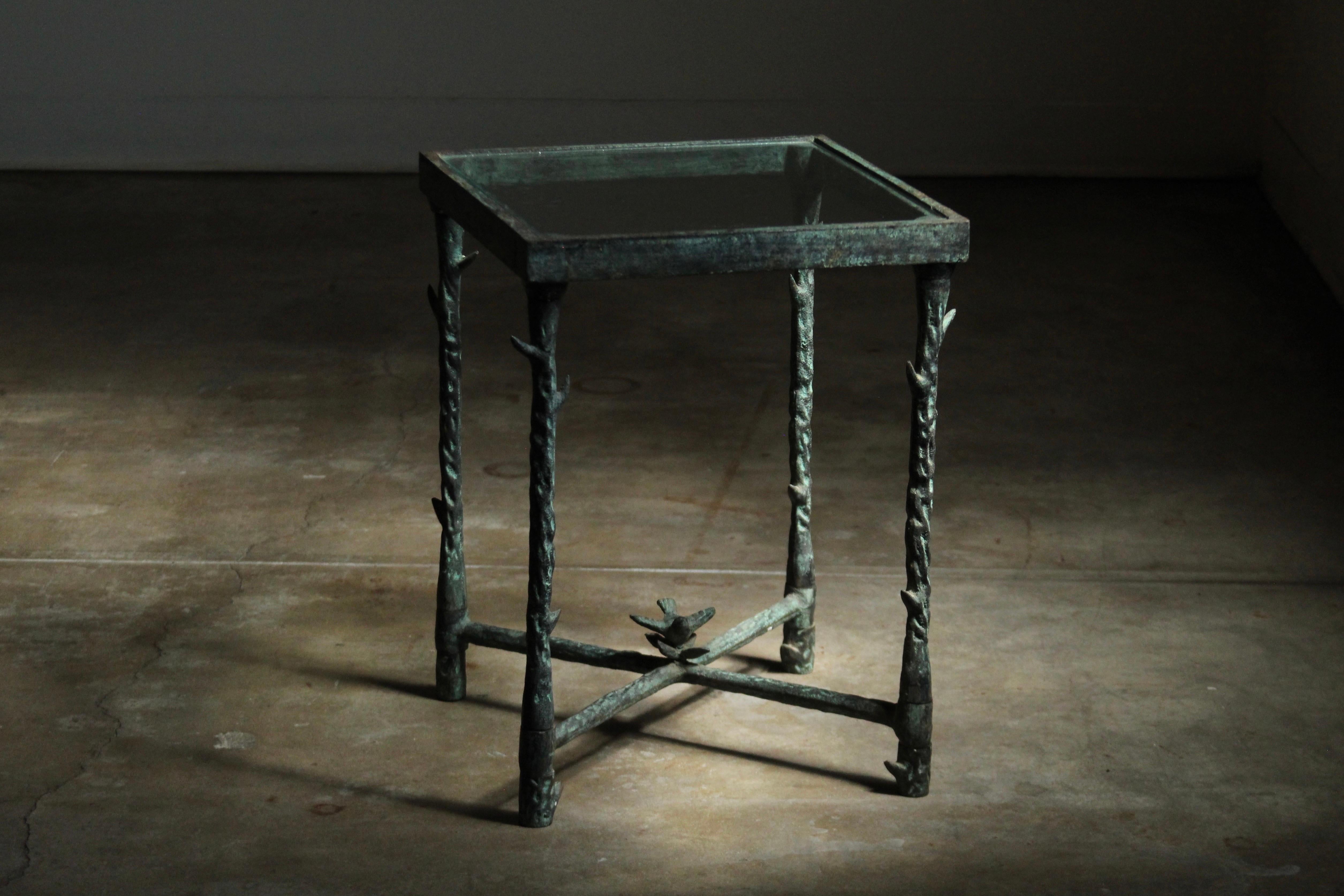 Patinated Iron Side Table After Diego Giacometti, 1980s 13