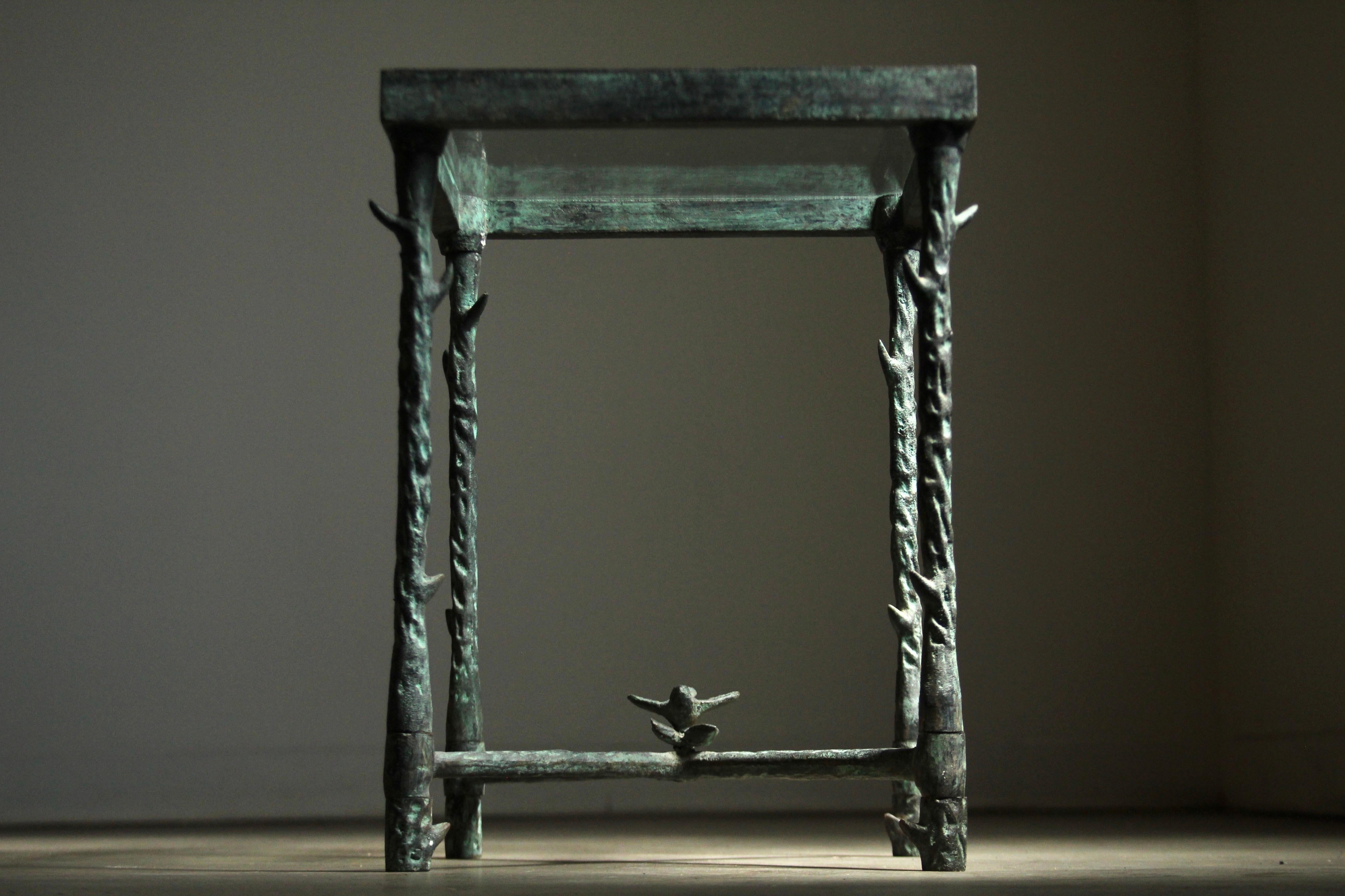 Patinated Iron Side Table After Diego Giacometti, 1980s 14