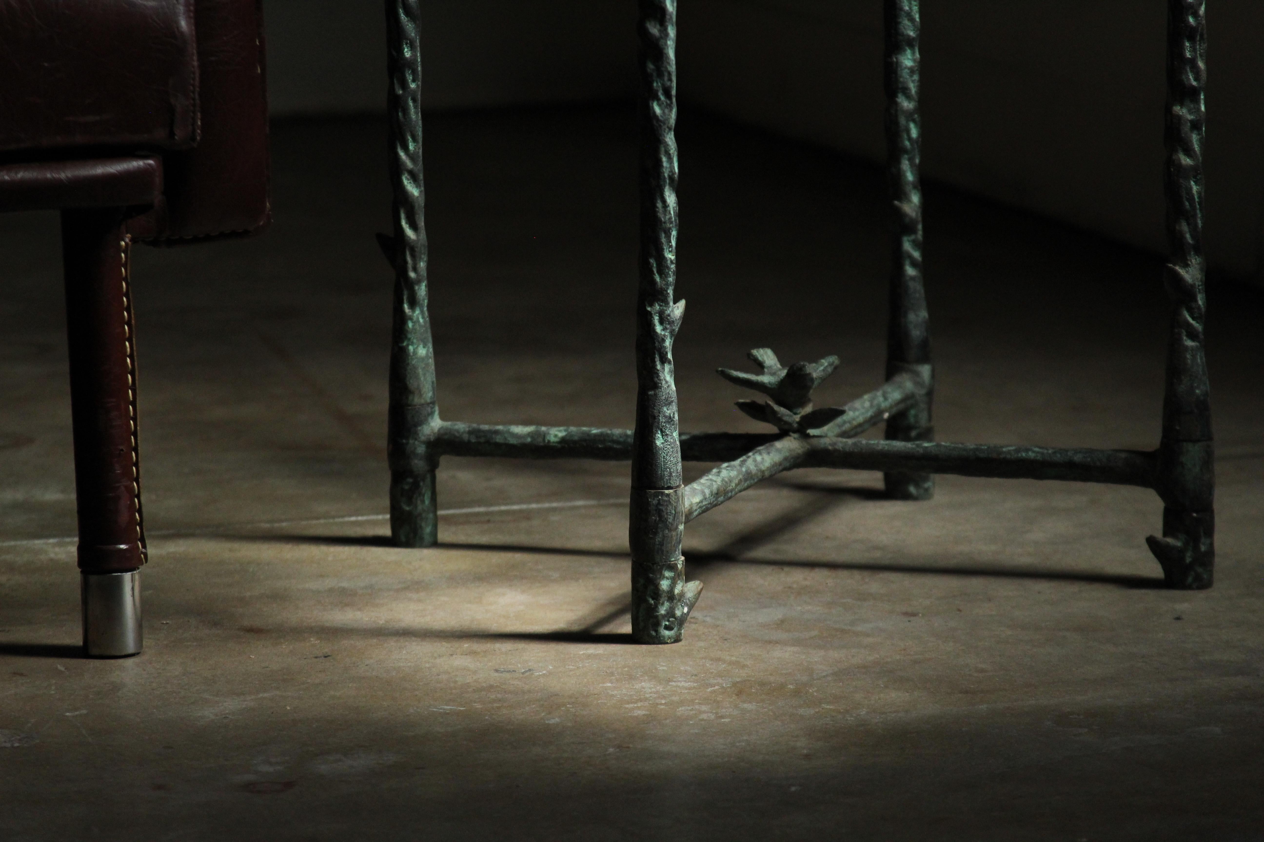 Aesthetic Movement Patinated Iron Side Table After Diego Giacometti, 1980s
