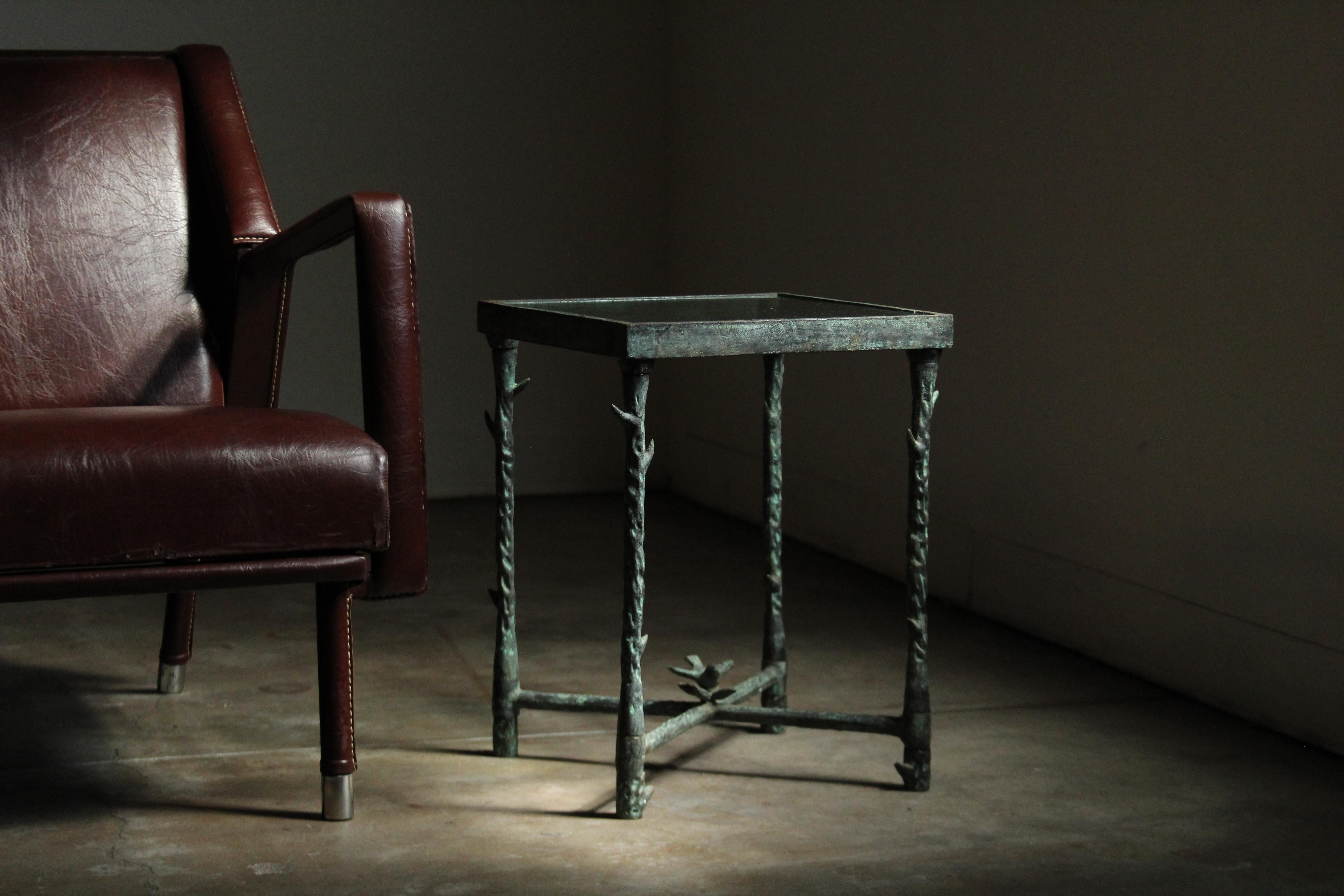 Late 20th Century Patinated Iron Side Table After Diego Giacometti, 1980s