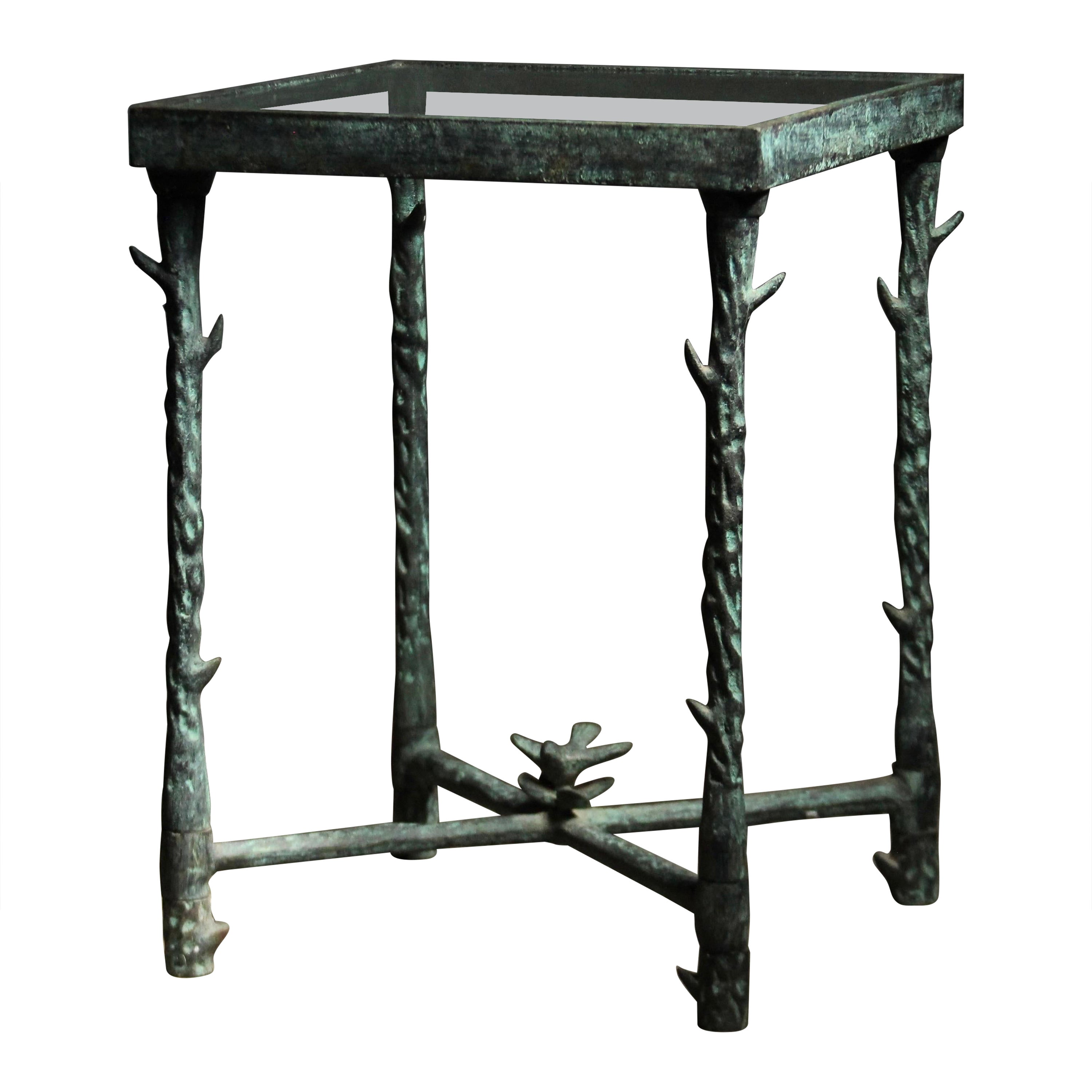 Patinated Iron Side Table After Diego Giacometti, 1980s