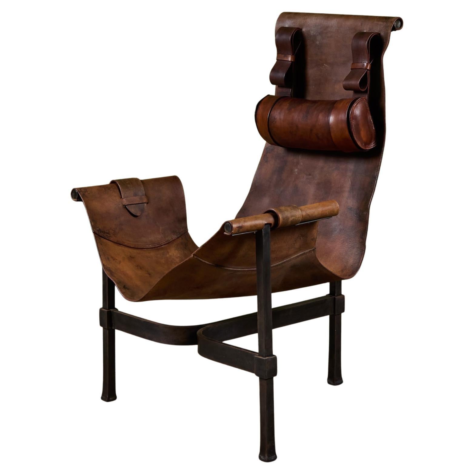 Silla de cuero patinado Jean-Paul Rykaert