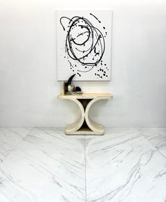 Konsolentisch aus patiniertem Karl Springer JMF Ziegenleder, signiert, 1970er Jahre