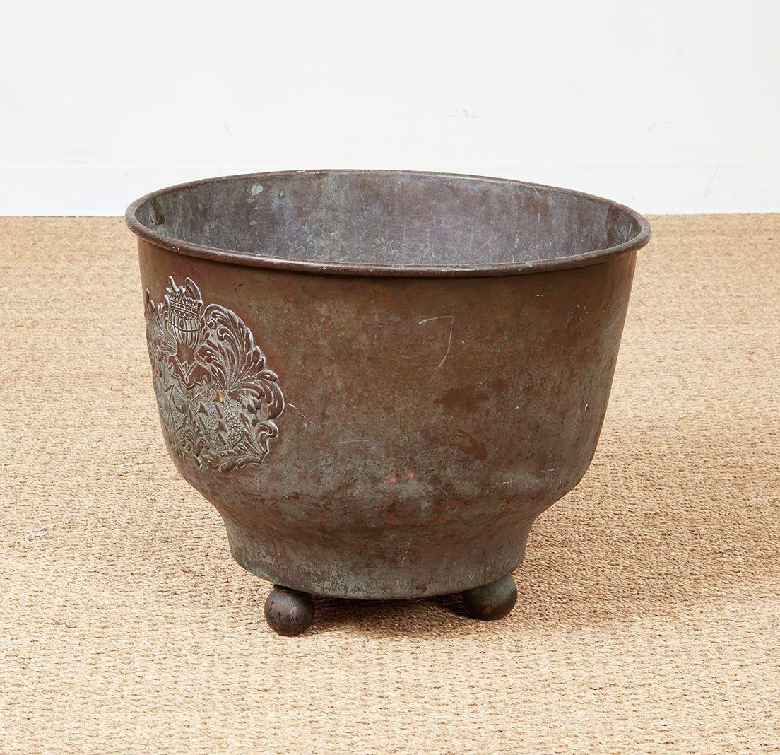 Mid-19th Century Patinated Kindling Bin with a Baronial Crest For Sale