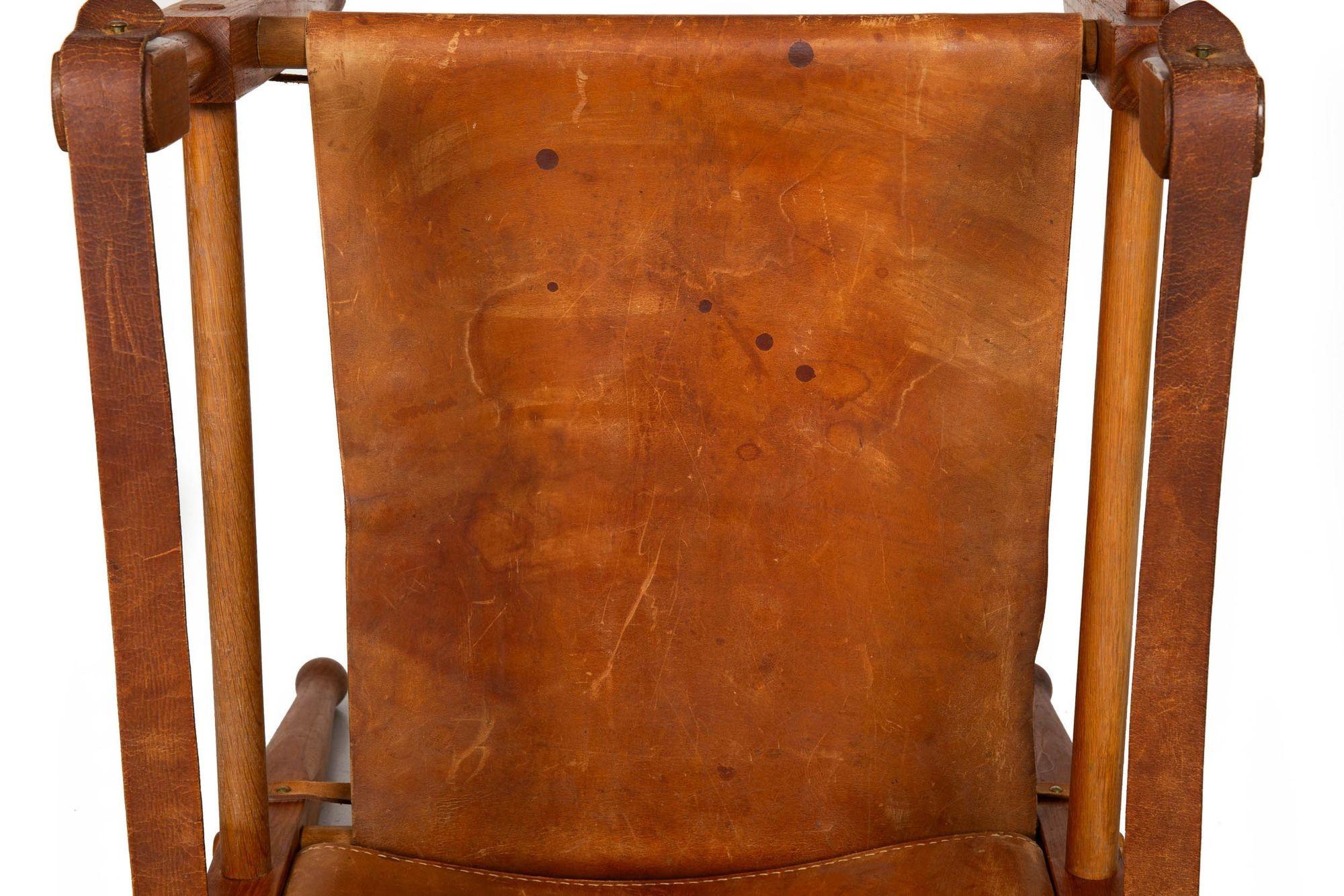 Patinated Leather and Oak “Safari” Chair by Wilhelm Kienzle ca. 1950 5