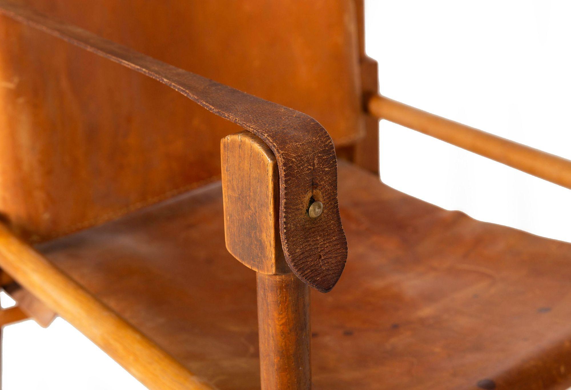 Patinated Leather and Oak “Safari” Chair by Wilhelm Kienzle ca. 1950 2