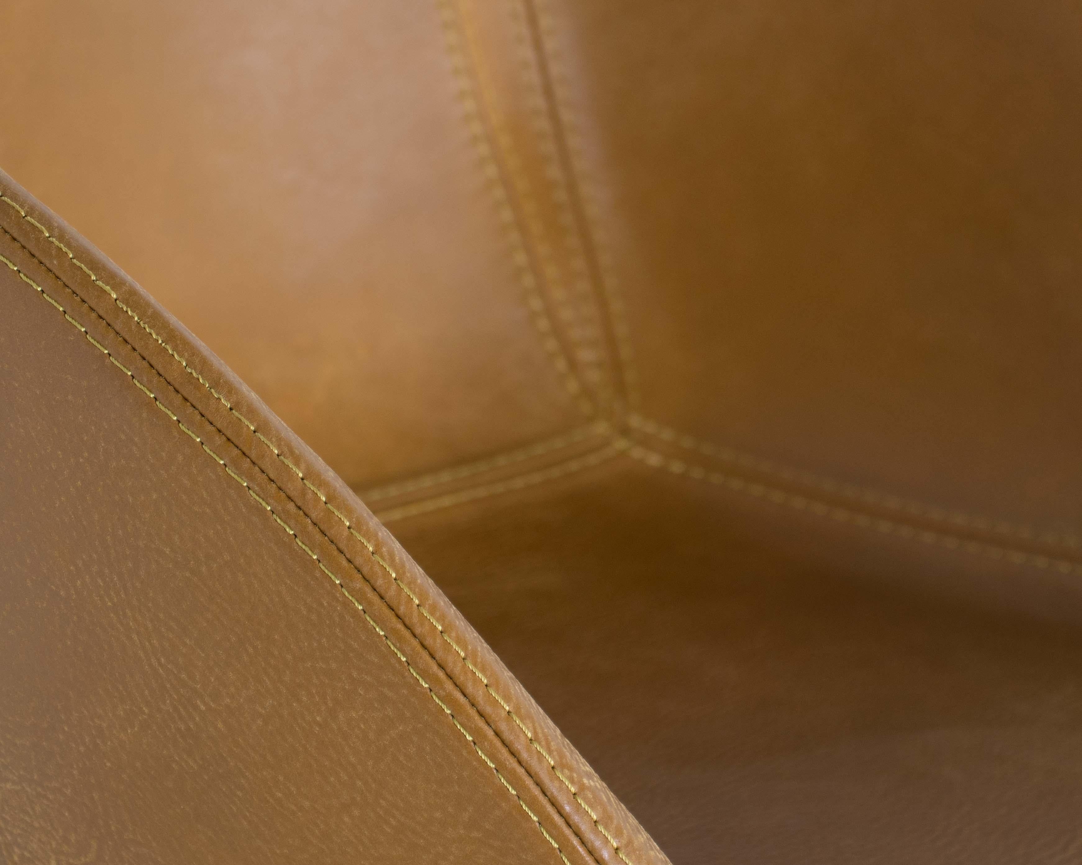 Patinated Leather Club Dining Chair, Mustard 1