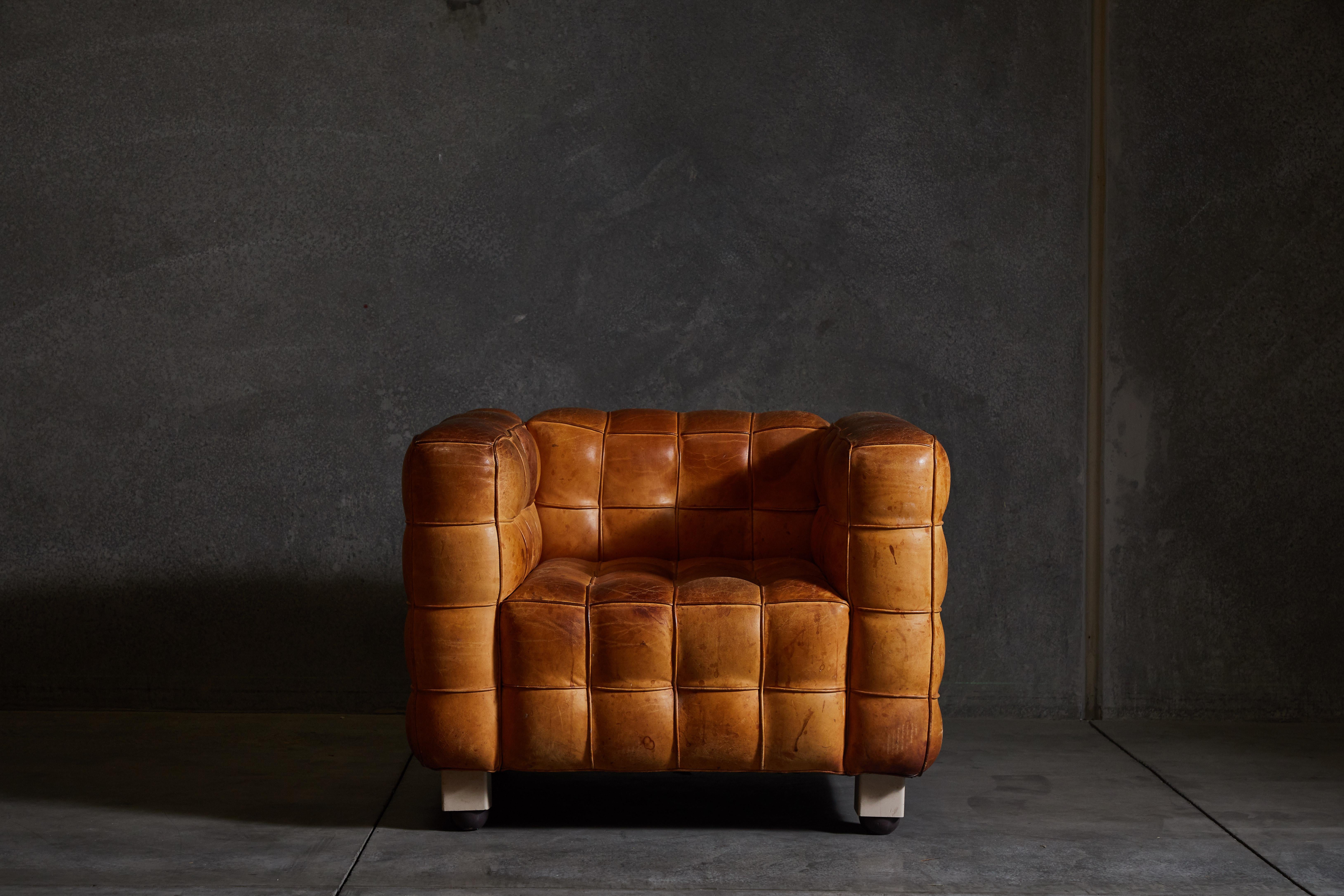 Mid-20th Century Patinated Leather 