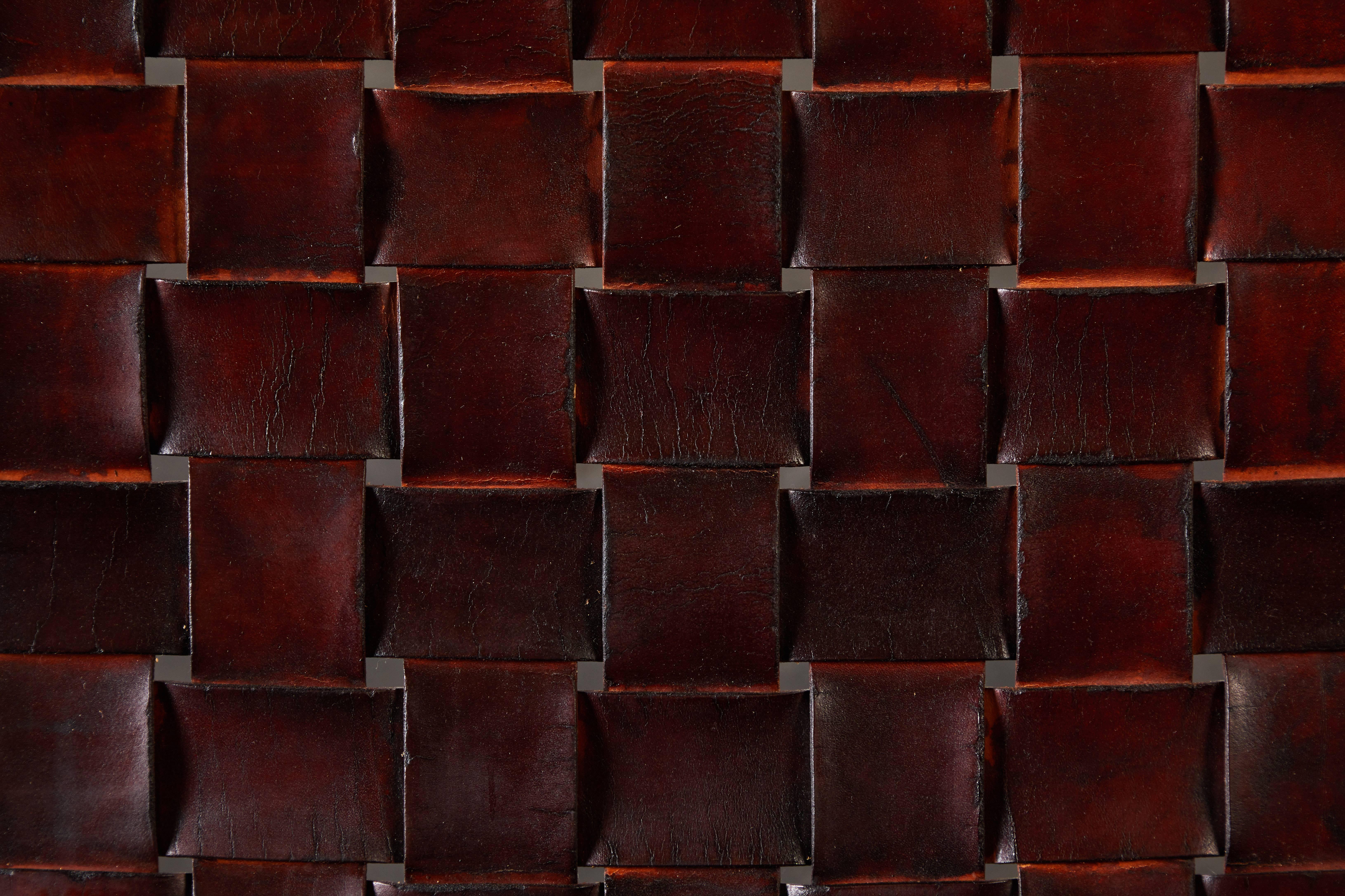 Patinated Leather Lounge Chairs by Ross Littell 8