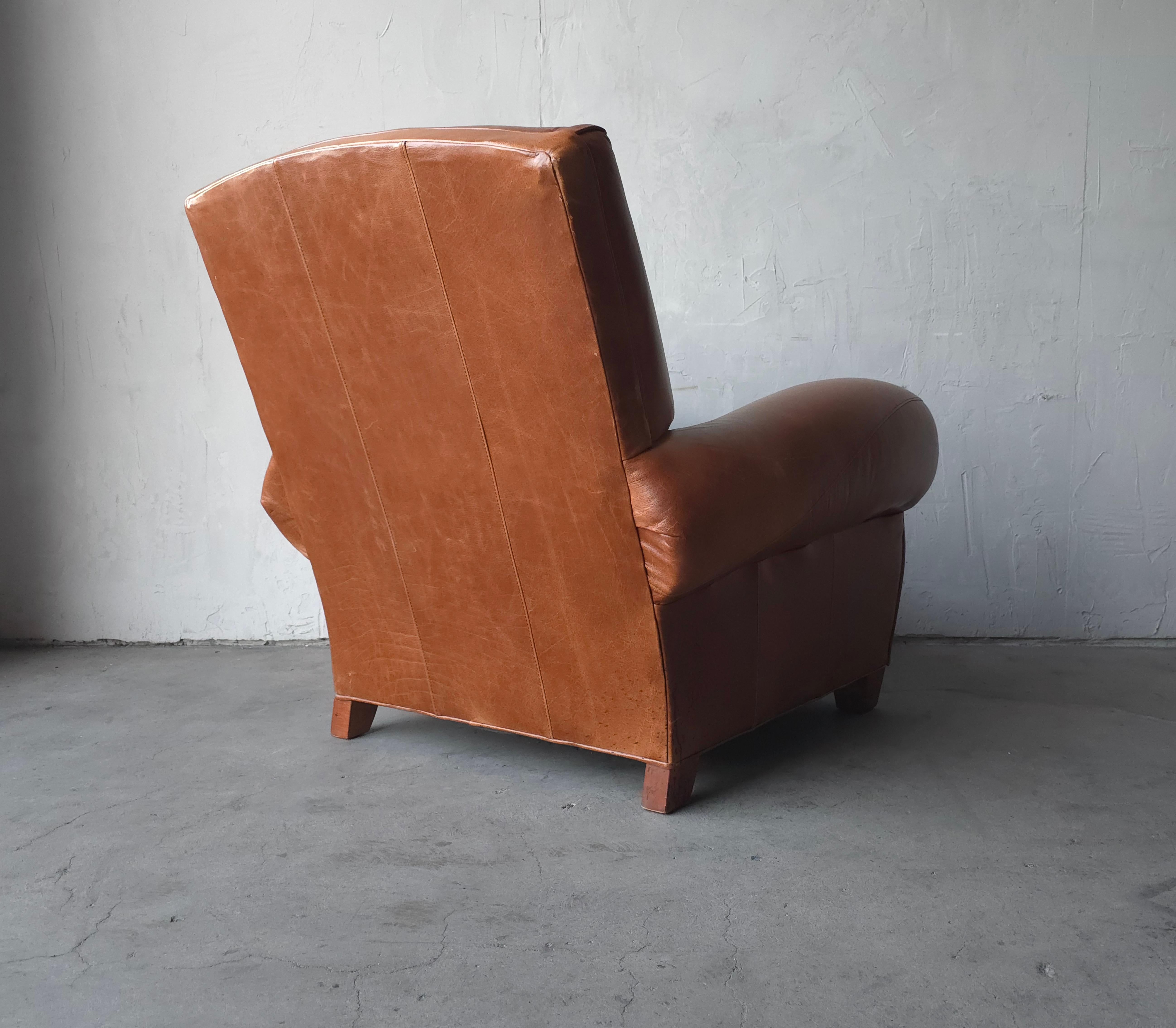 Patinated Leather Lounge Chairs 5
