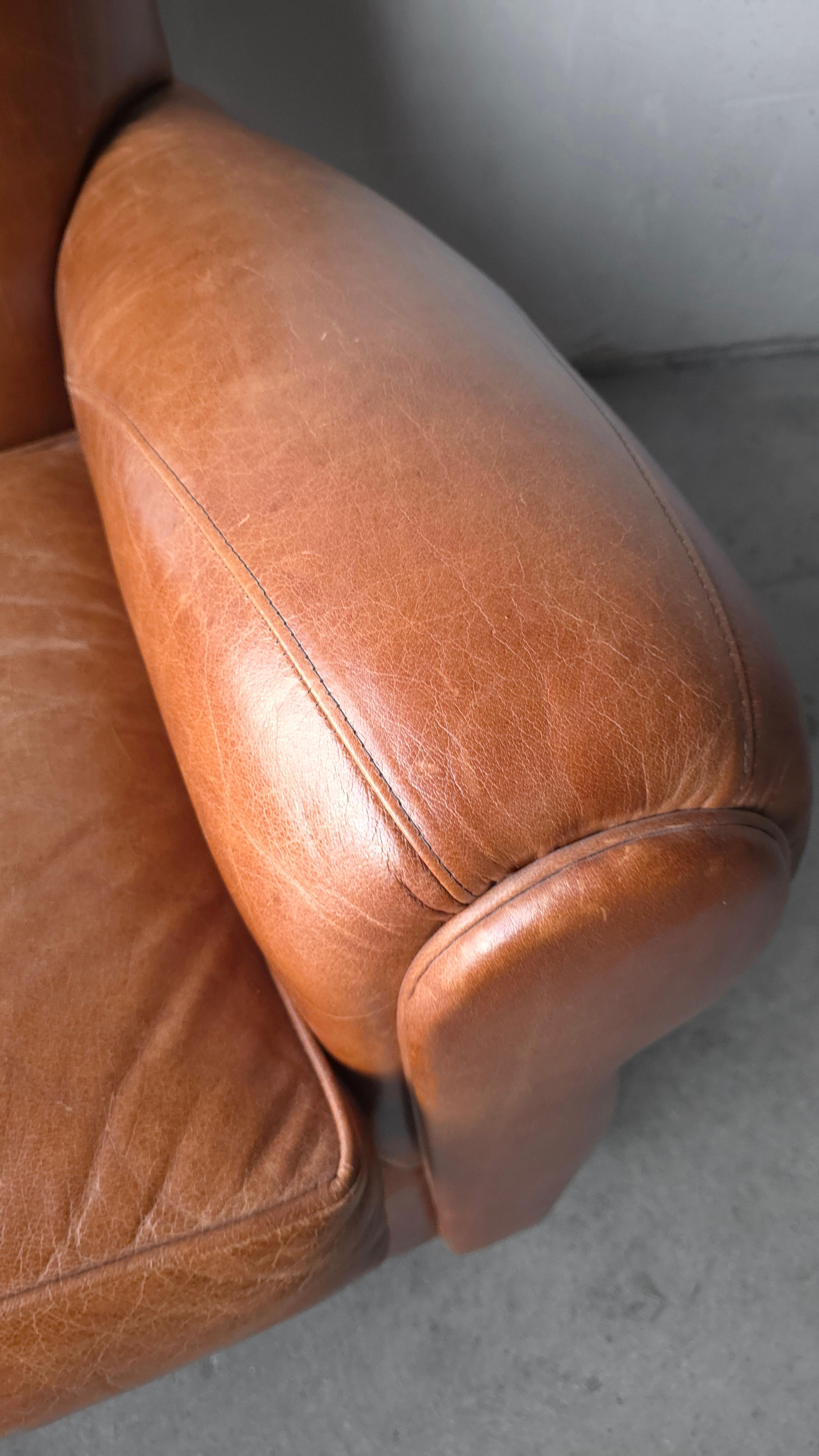 Patinated Leather Lounge Chairs 6