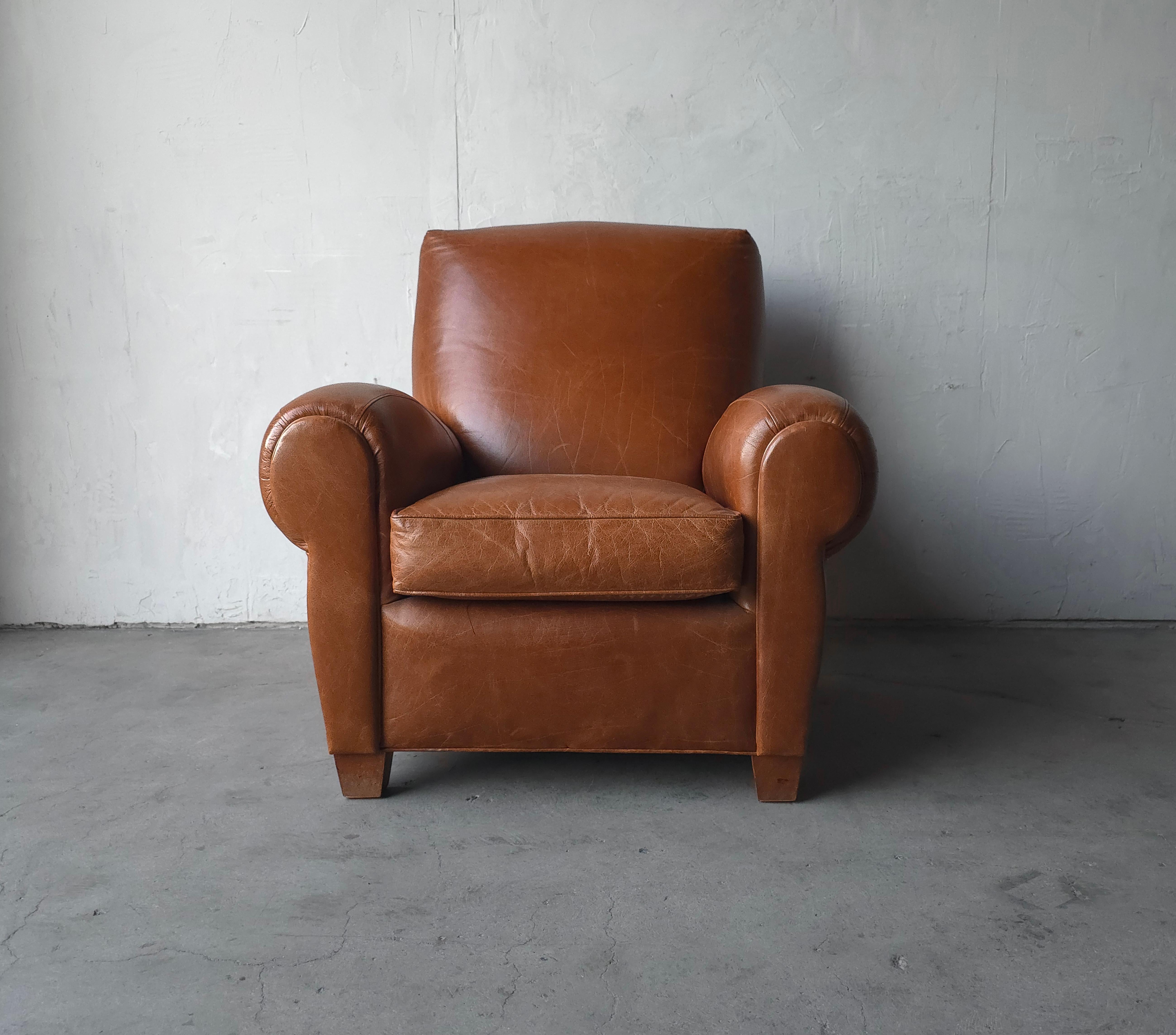 Patinated Leather Lounge Chairs 2