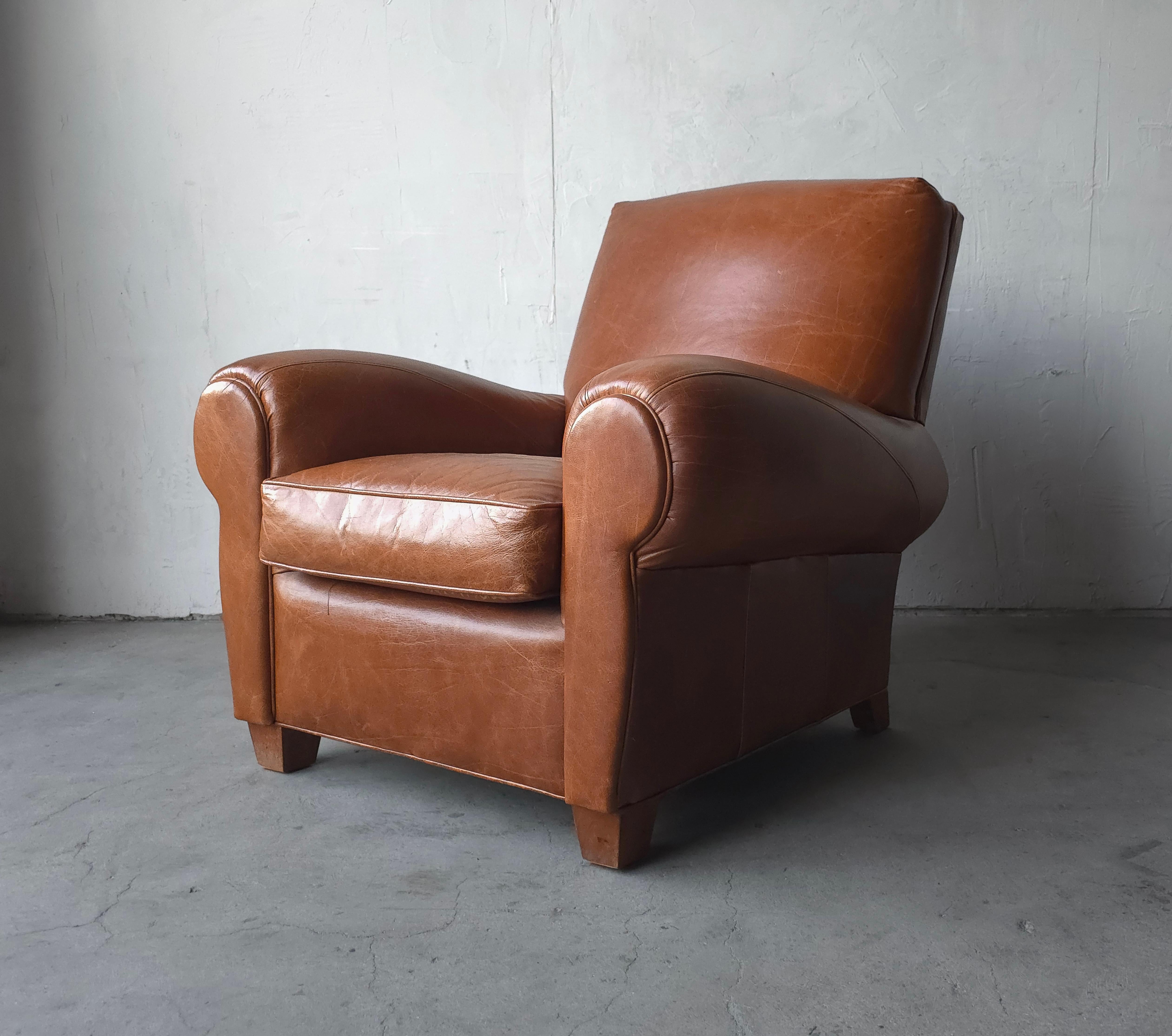 Patinated Leather Lounge Chairs 3