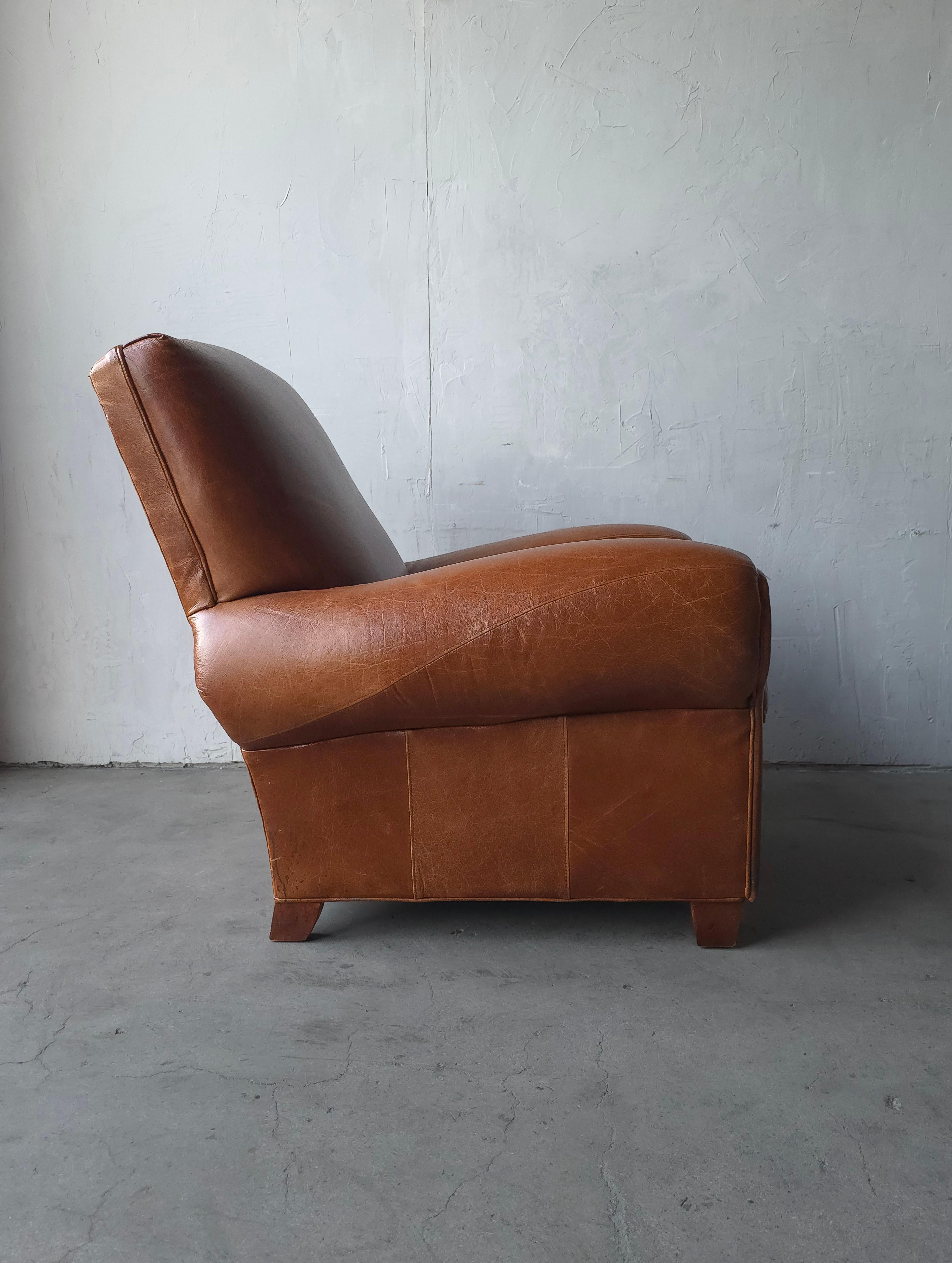 Patinated Leather Lounge Chairs 4
