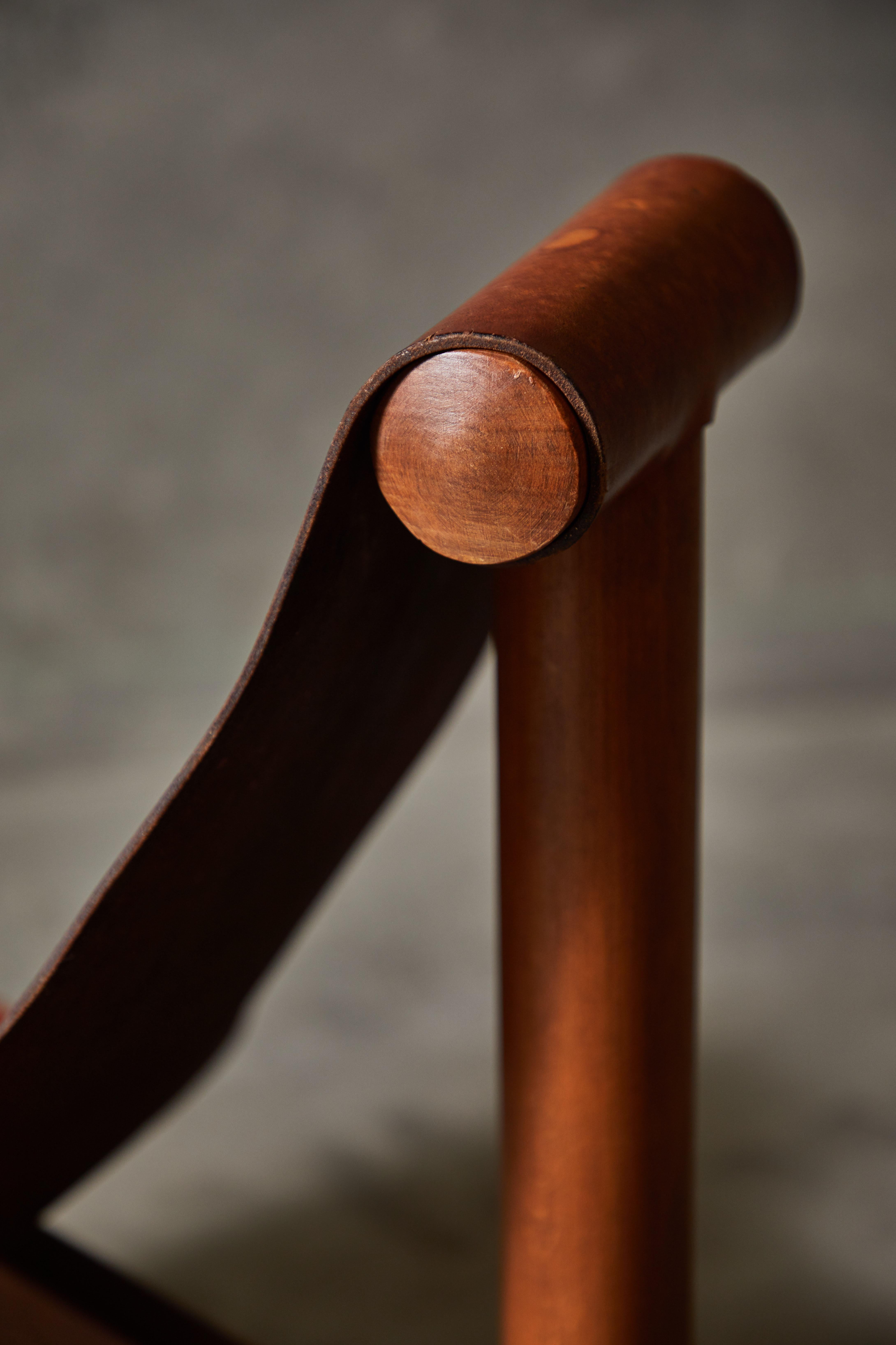 Patinated Leather Sling Chair 3