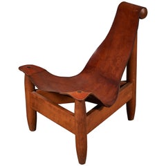 Patinated Leather Sling Chair