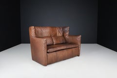 Patinated Leather Sofa by Gerard van den Berg for Montis, Netherlands, 1970s