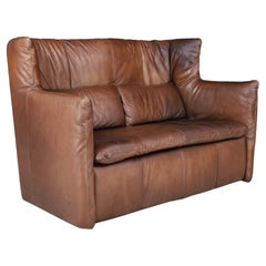 Patinated Leather Sofa by Gerard van den Berg for Montis, Netherlands, 1970s
