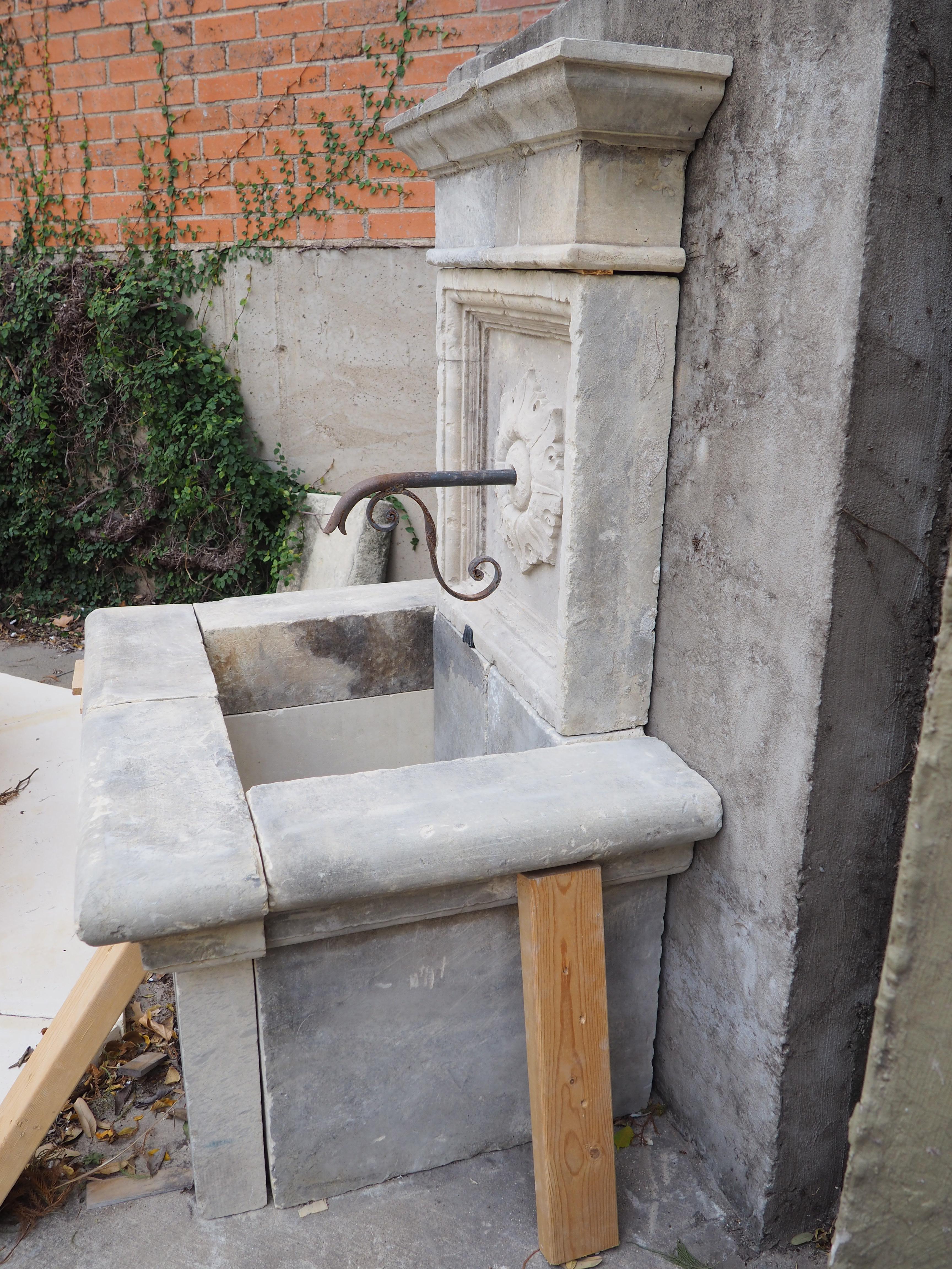 Italian Patinated Limestone Wall Fountain from Southern Italy