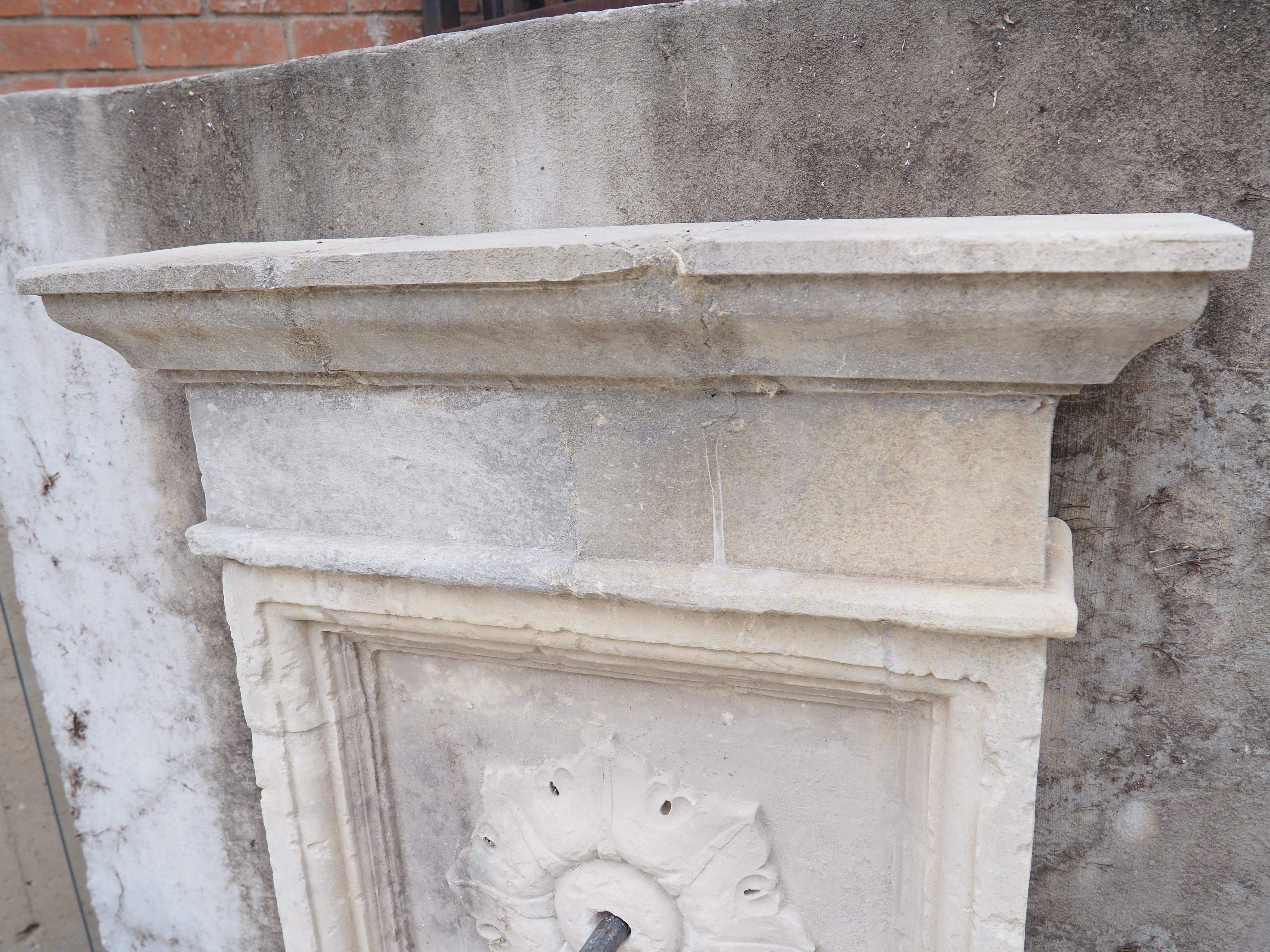Contemporary Patinated Limestone Wall Fountain from Southern Italy