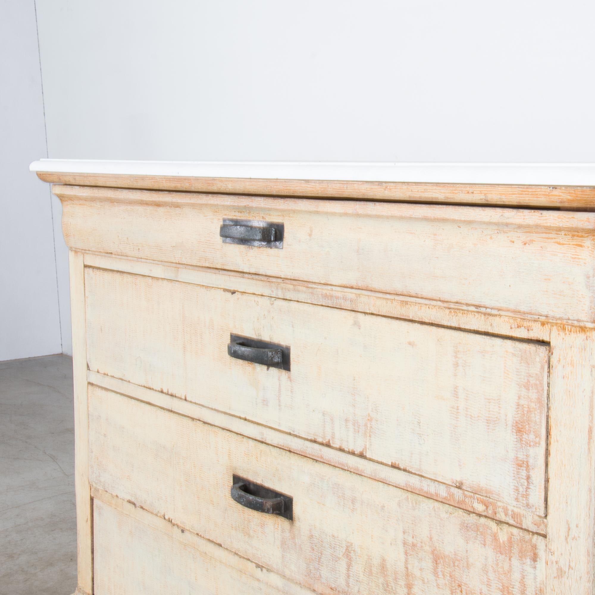 Patinated Louis Phillipe French Country Drawer Chest with Marble Top 3
