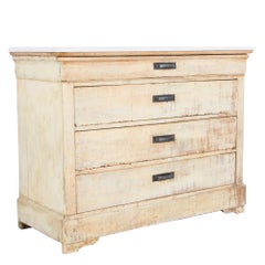 Patinated Louis Phillipe French Country Drawer Chest with Marble Top