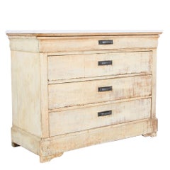 Antique Patinated Louis Phillipe French Country Drawer Chest with Marble Top