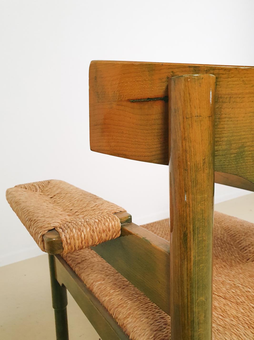 Mid-20th Century Patinated Low Chair by Vico Magistretti for Cassina