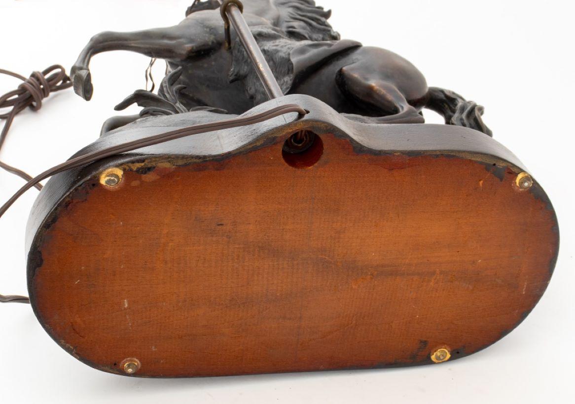 Patinated Marly Horses Mounted as Lamps, Pair For Sale 1